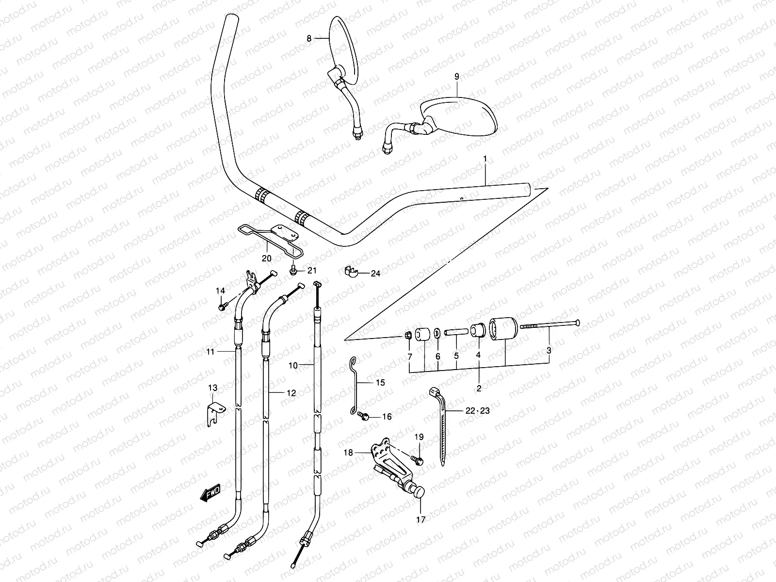 44 - HANDLEBAR (MODEL K1/K2/K3/K4)
