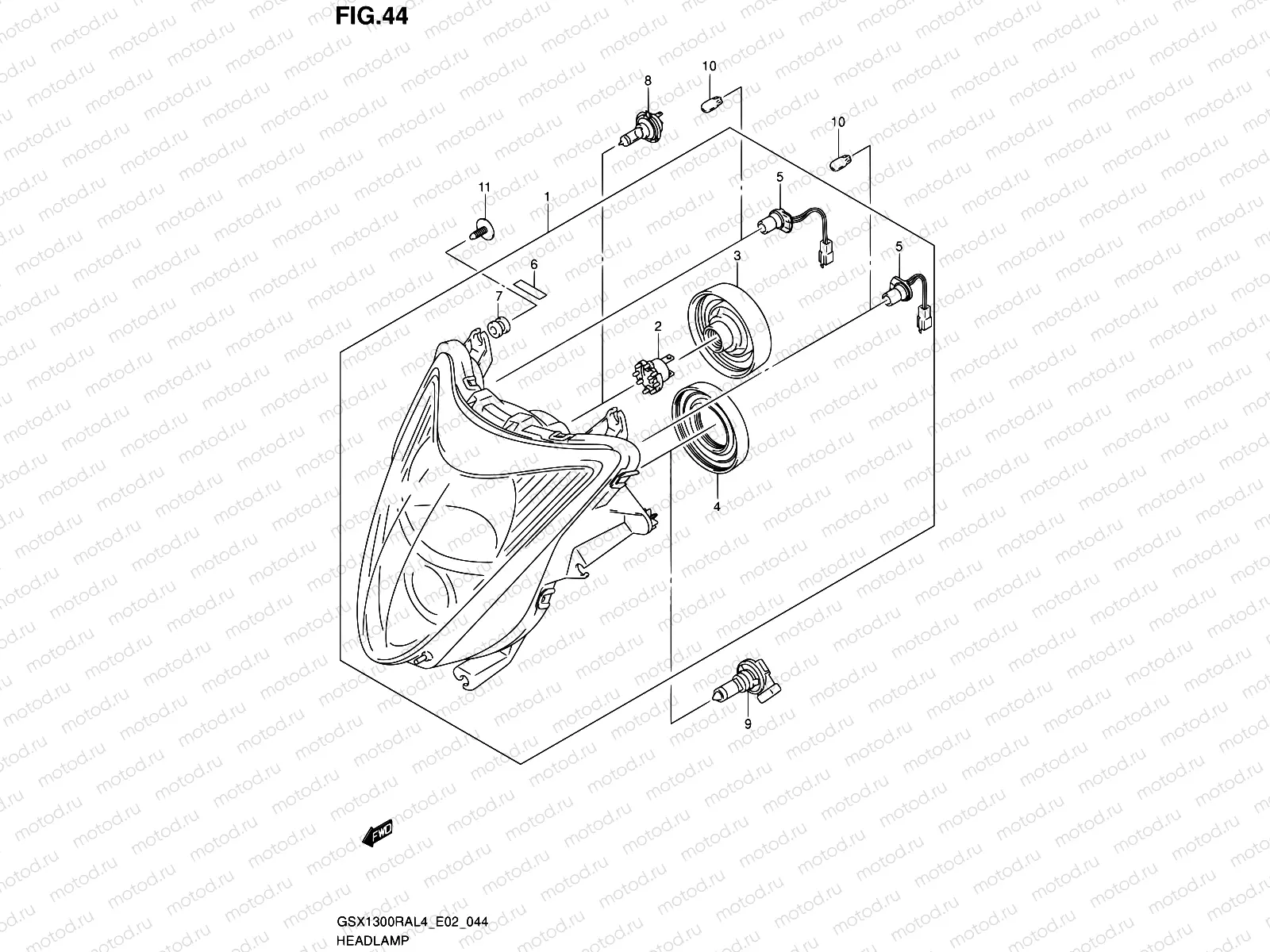 44 - HEADLAMP (GSX1300RAL4 E19)
