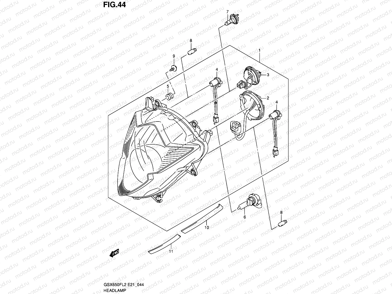 44 - HEADLAMP (GSX650FL2 E21)