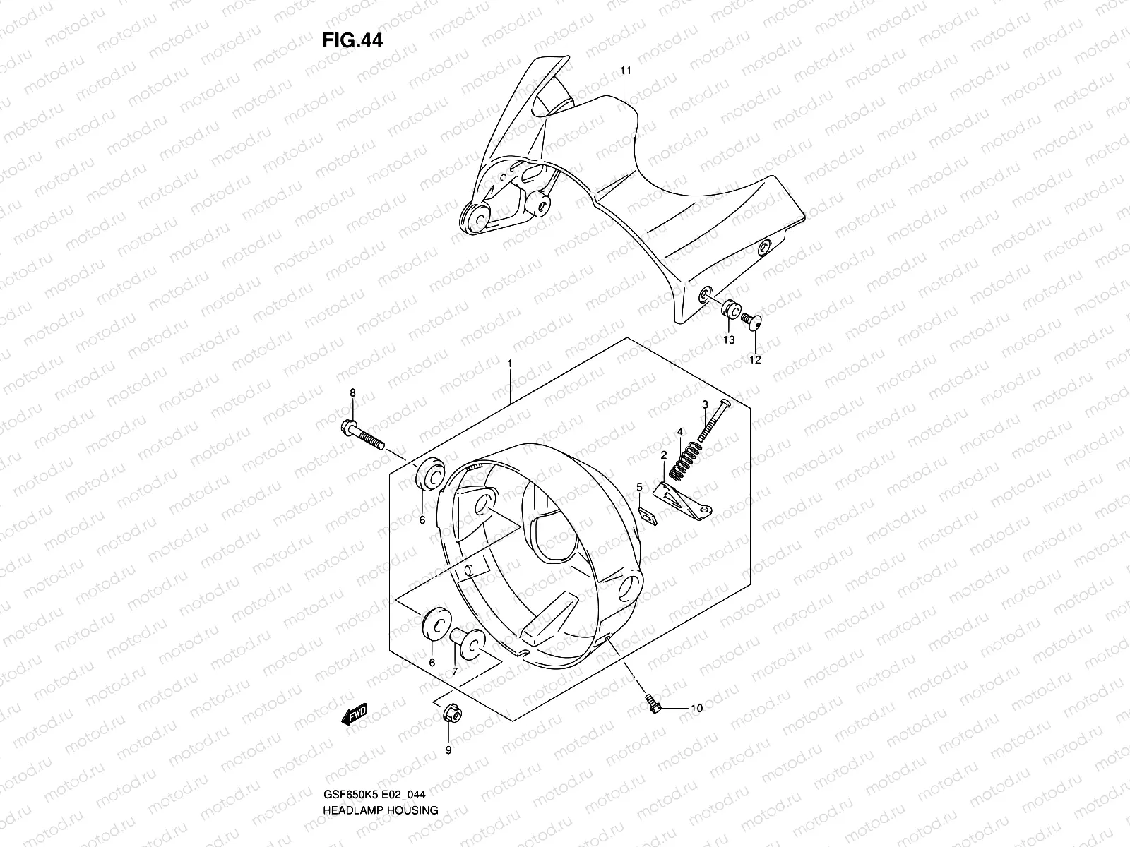 44 - HEADLAMP HOUSING (GSF650/A)
