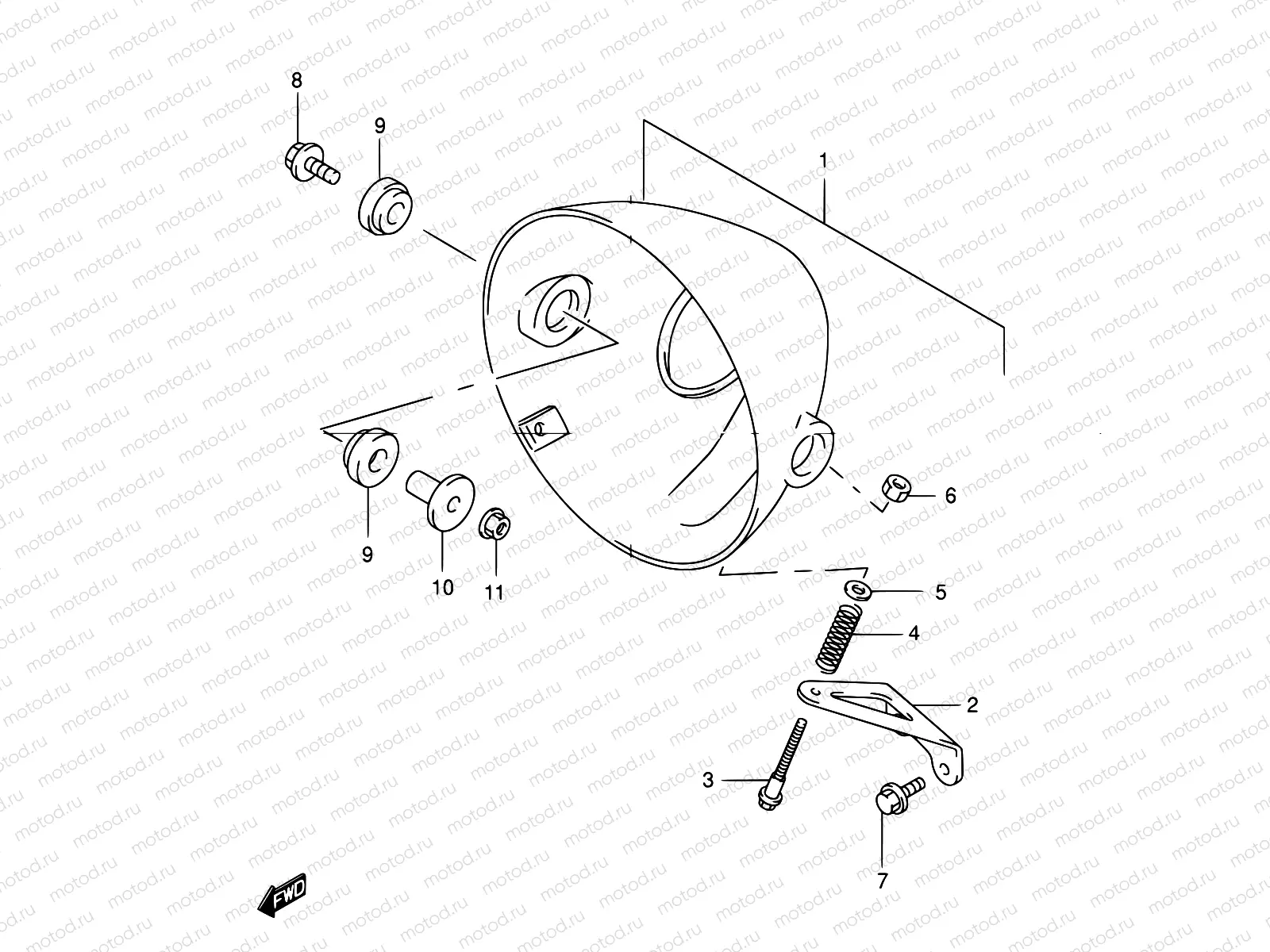44 - HEADLAMP HOUSING (WITH OUT COWLING)