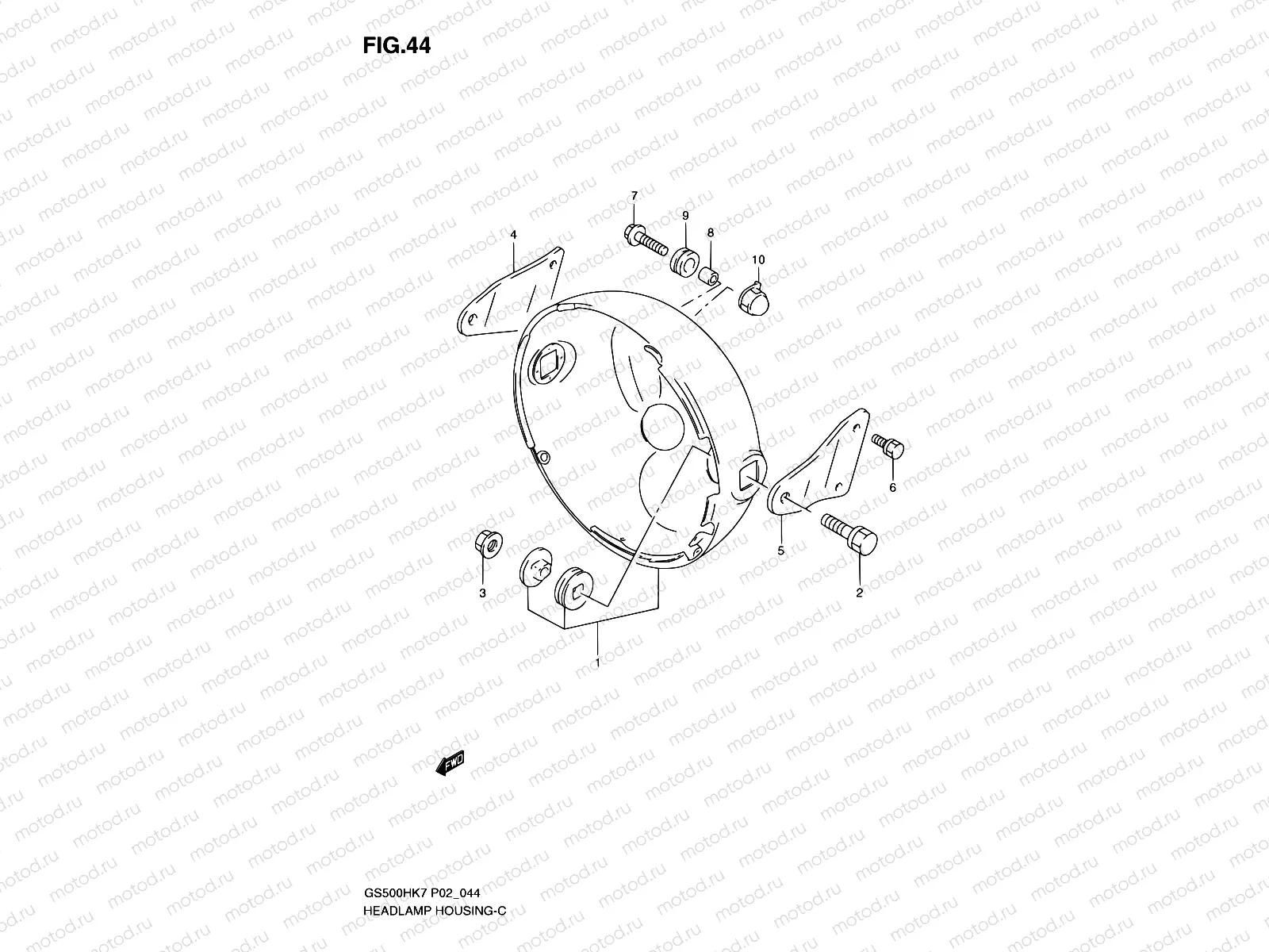 44 - HEADLAMP HOUSING (WITHOUT COWLING)