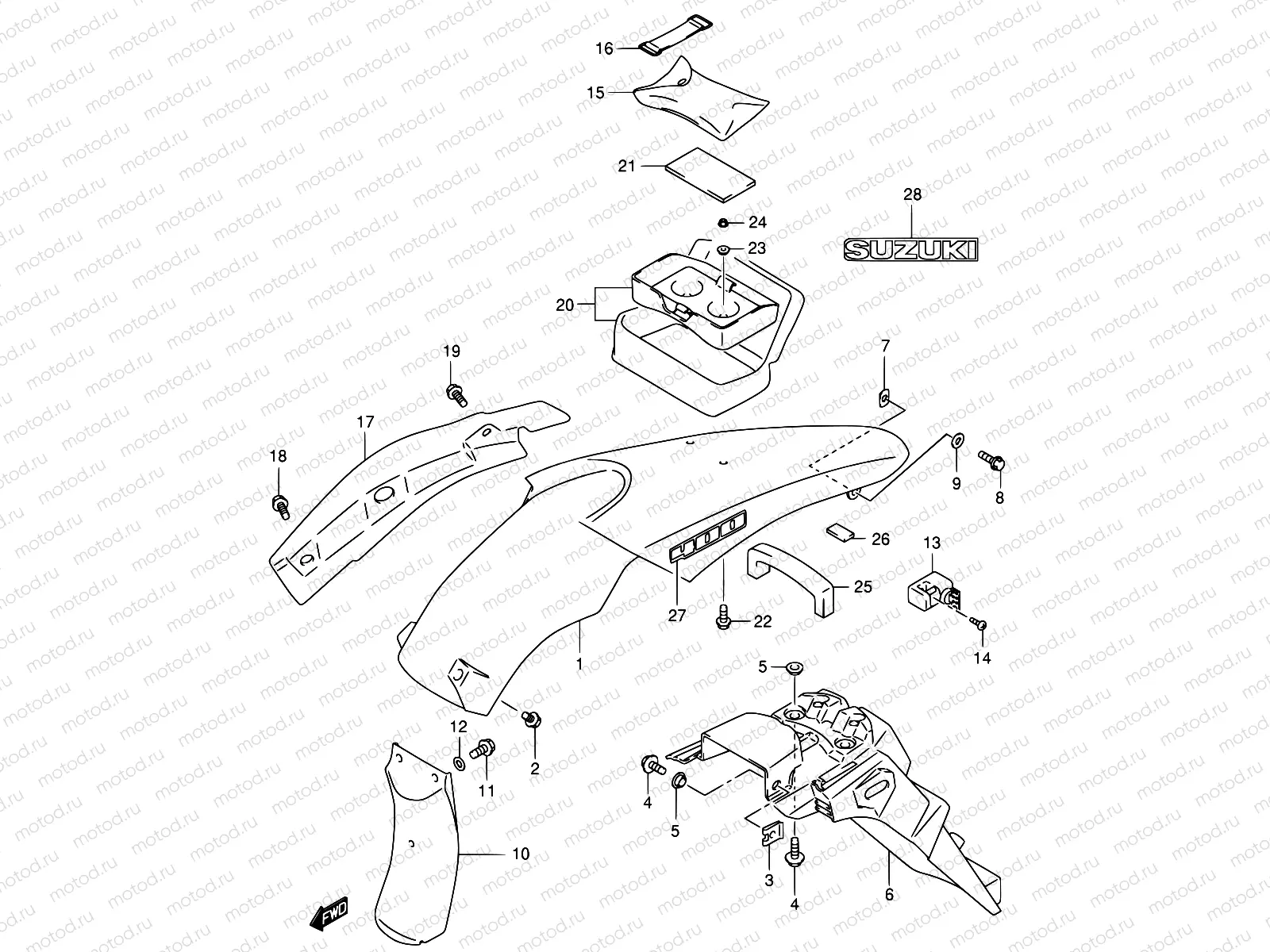 44 - REAR FENDER (DR-Z400E E24)