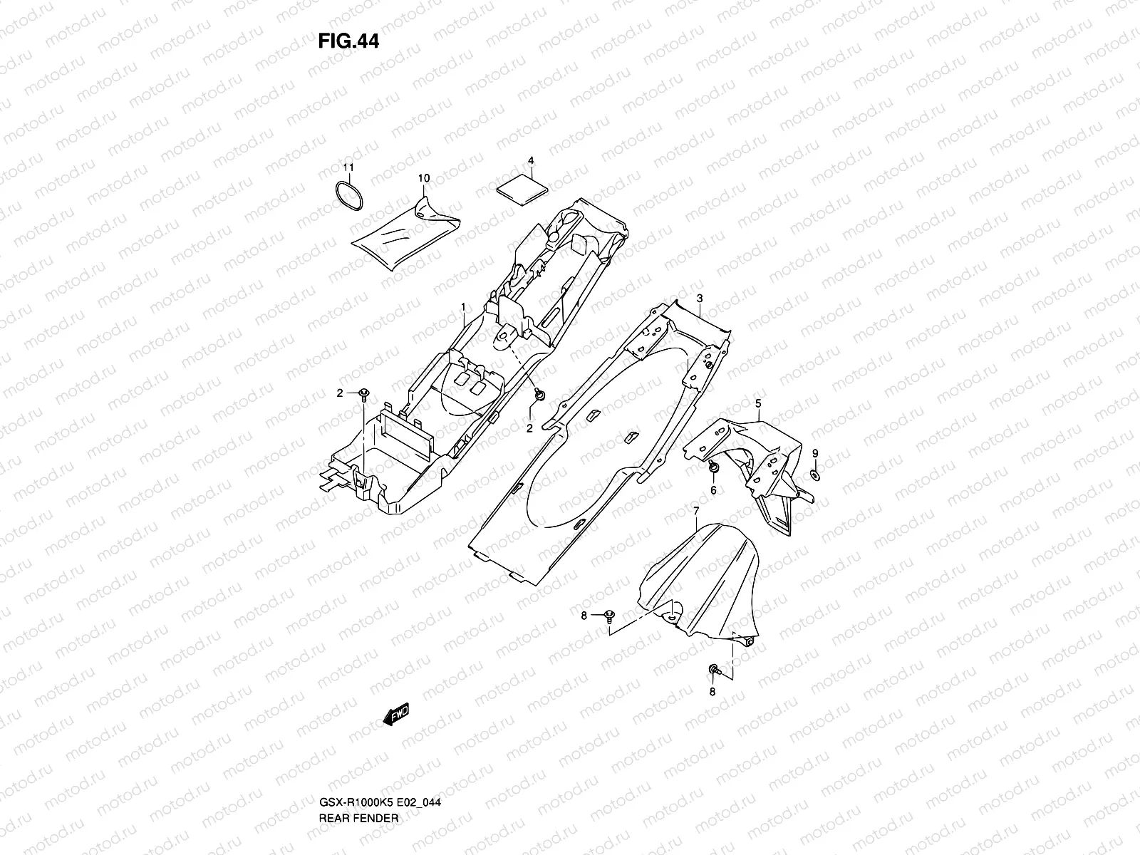 44 - REAR FENDER (GSX-R1000K5 E02,E19,E24,P37)