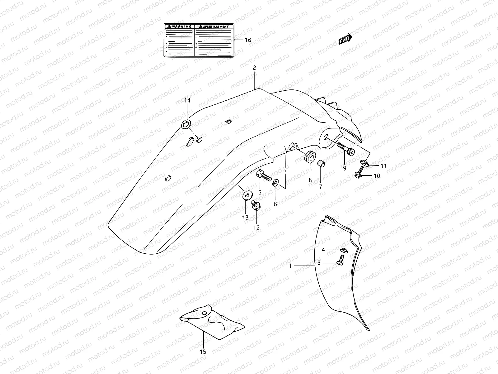 44 - REAR FENDER - LABEL (MODEL L/M/N/P)