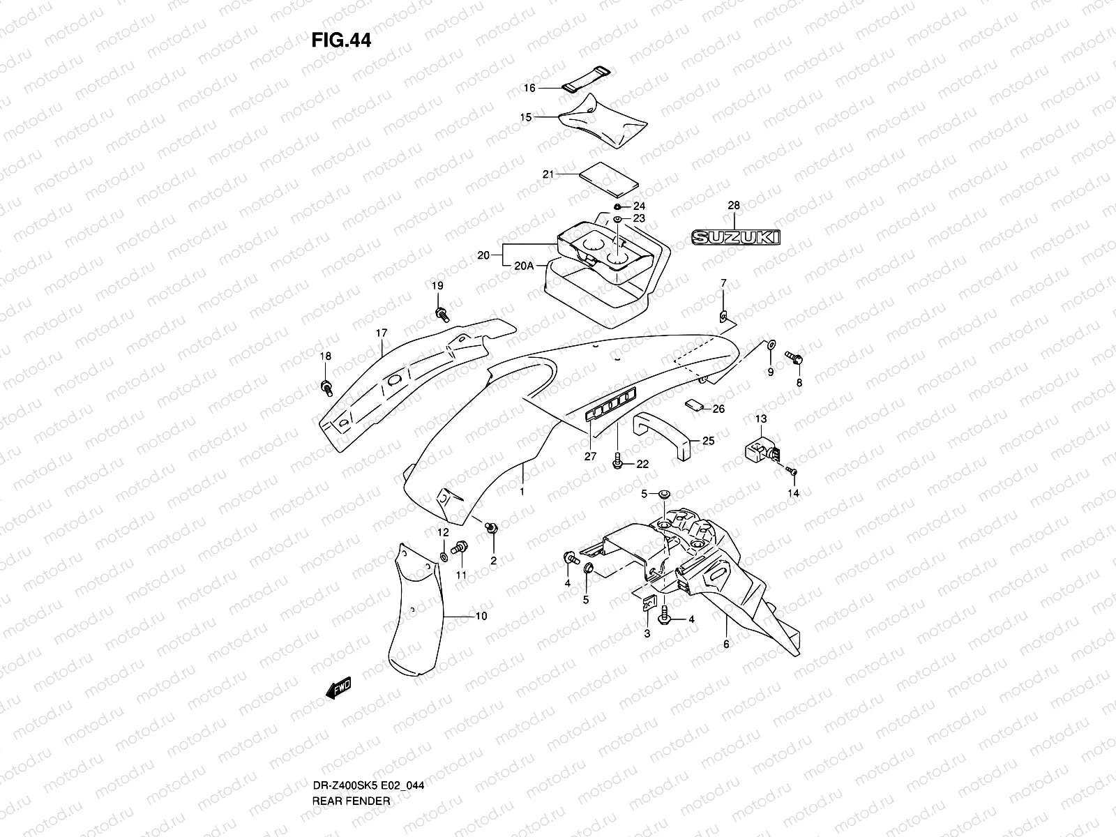 44 - REAR FENDER (MODEL K5/K6/K7/K8)