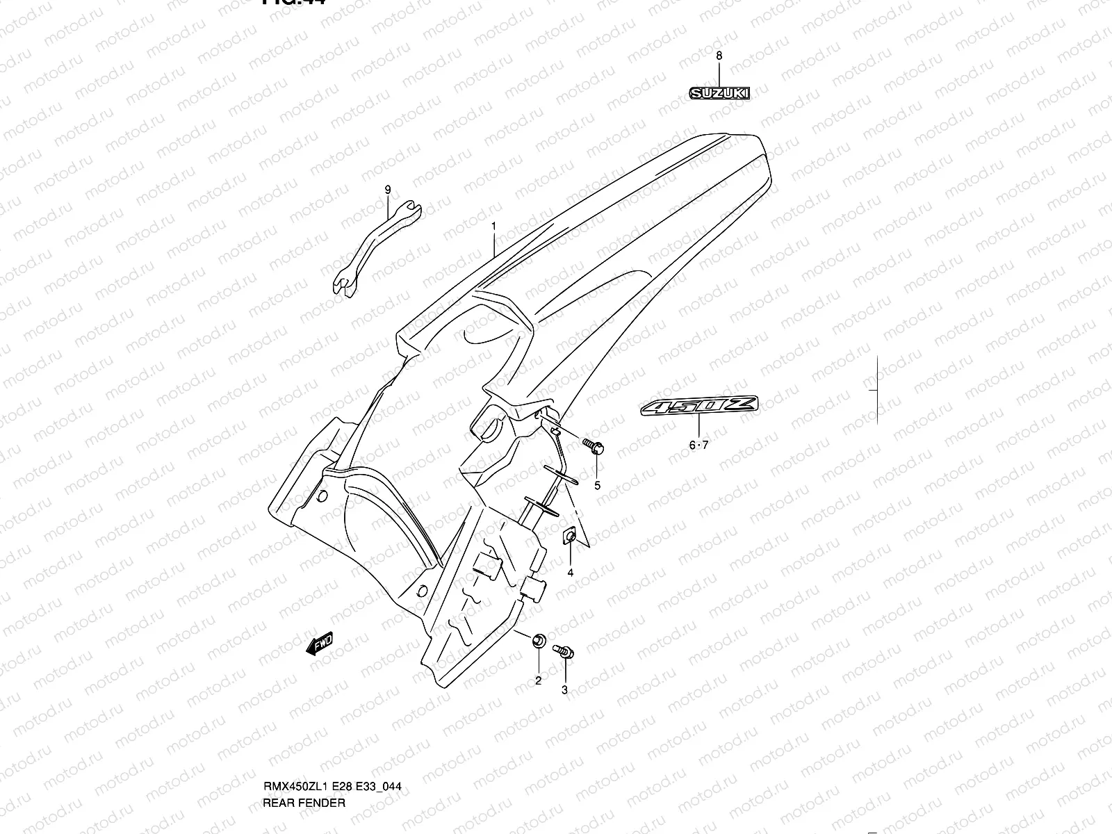 44 - REAR FENDER (RMX450ZL1 E33)