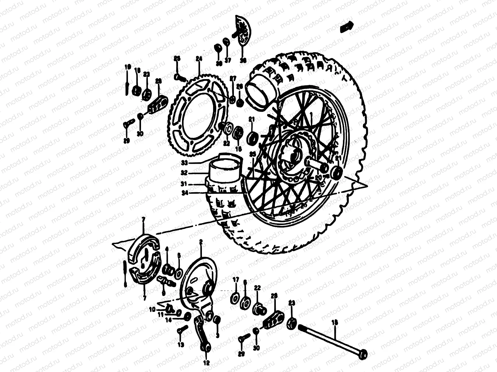 44 - REAR WHEEL (MODEL E)
