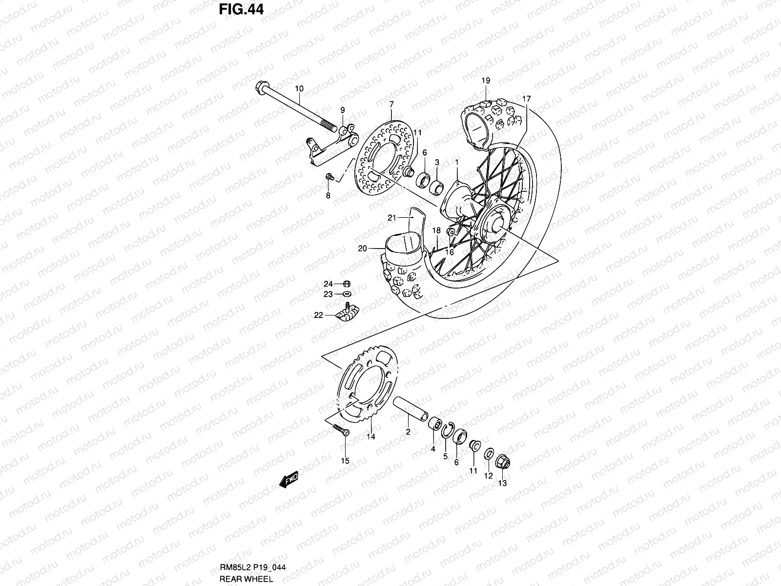 44 - REAR WHEEL (RM85L2 P19)