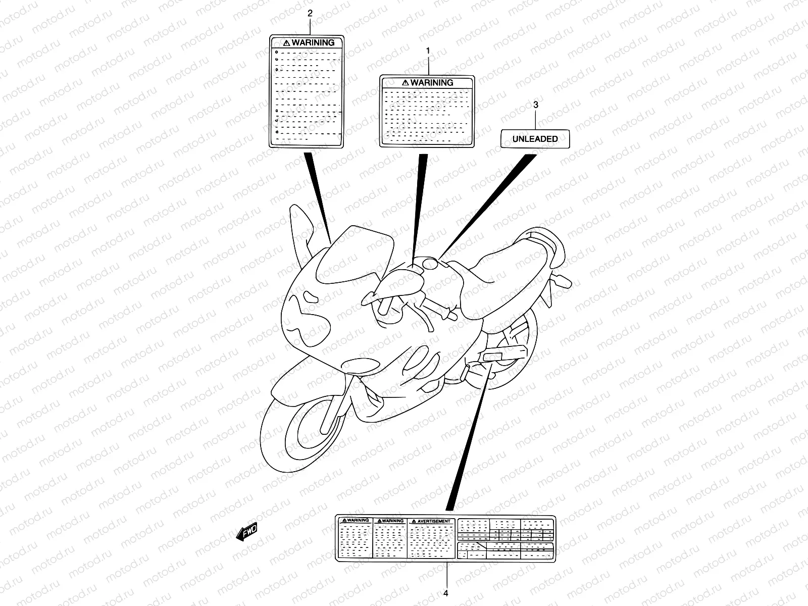 44 - WARNING LABEL (MODEL W/X)