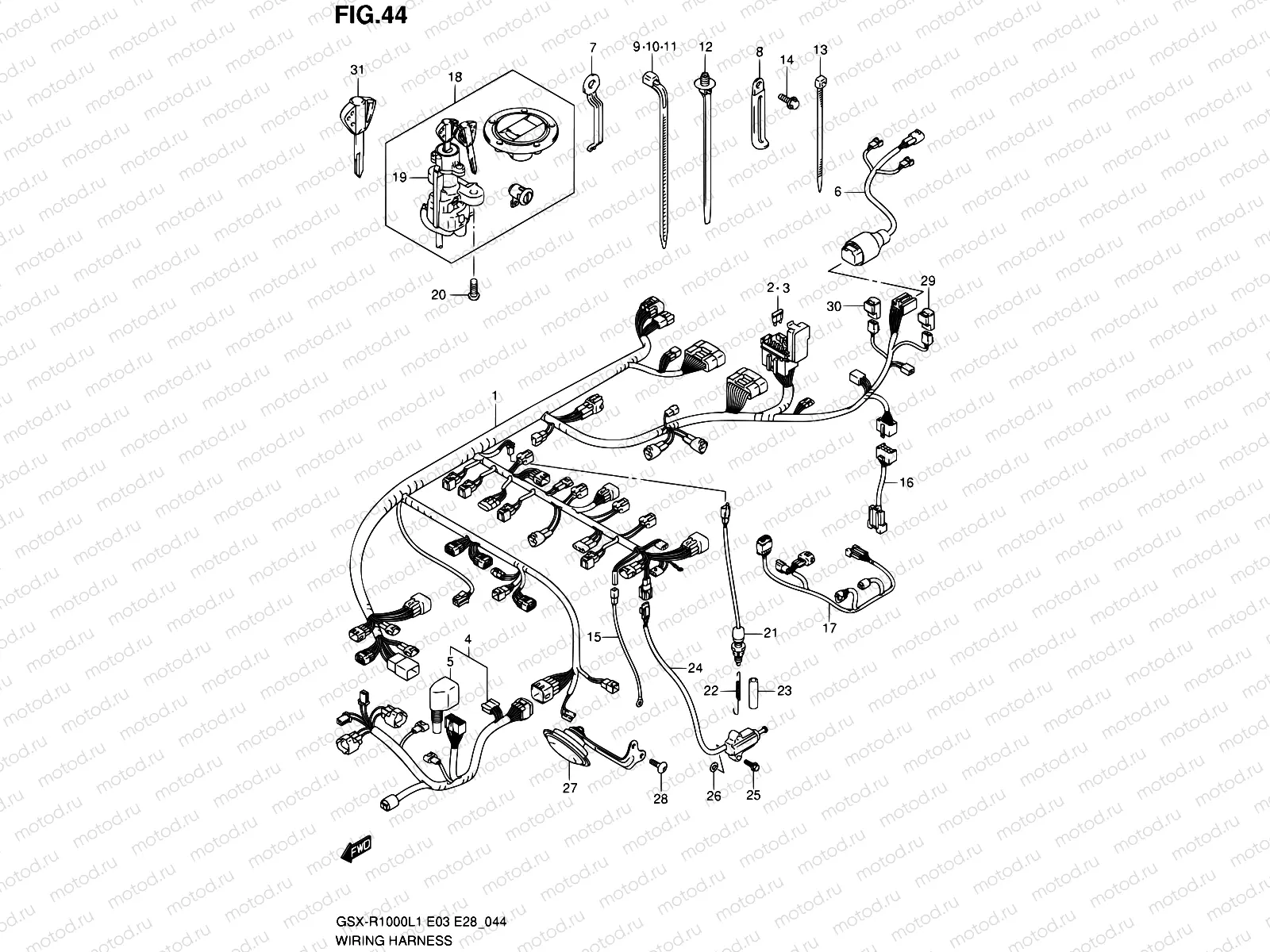 44 - WIRING HARNESS (GSX-R1000L1 E33)