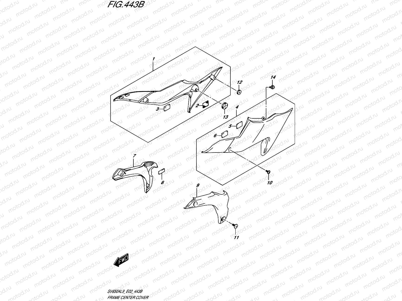 443B - FRAME CENTER COVER (SV650AL9 E19)