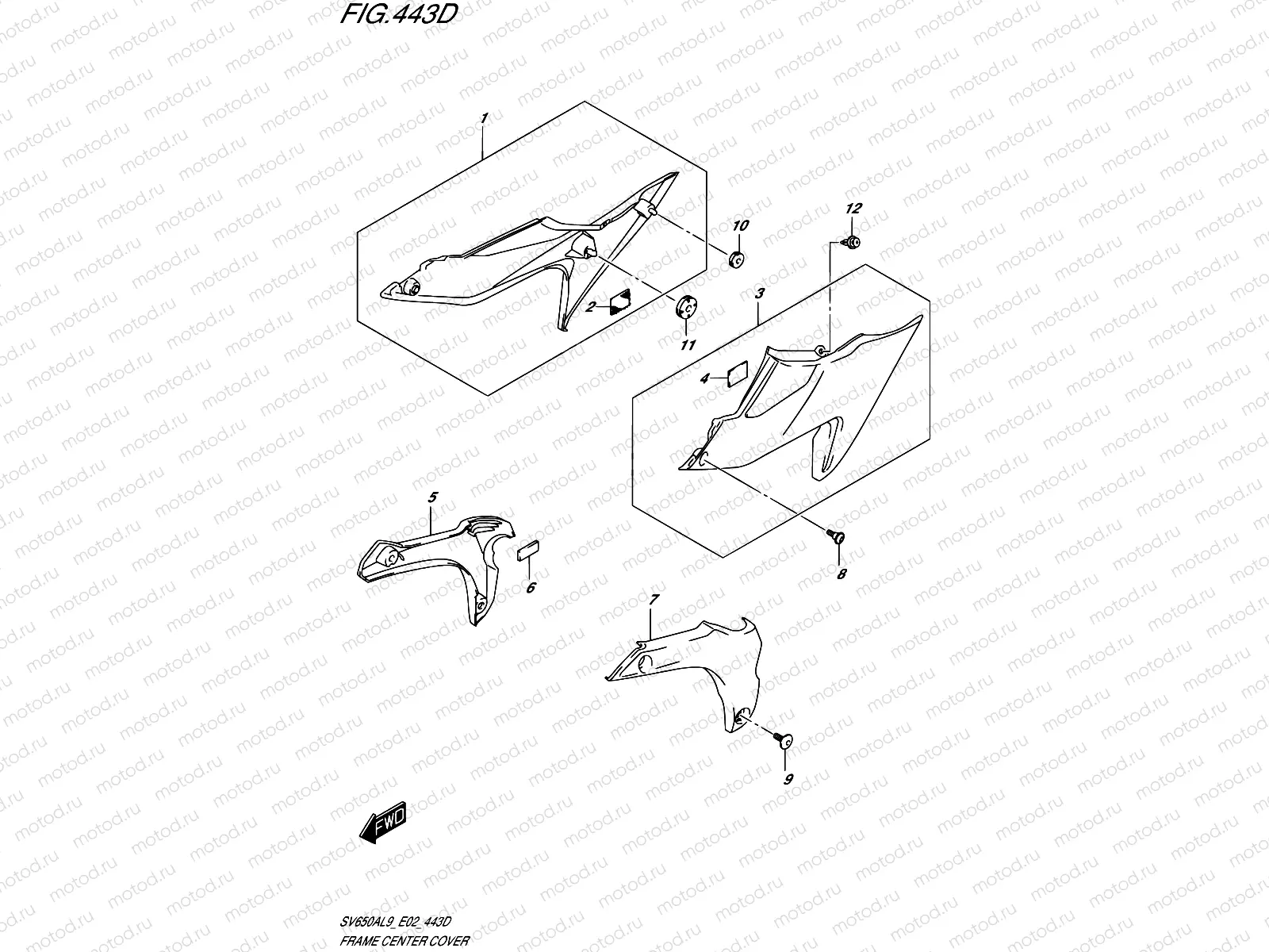 443D - FRAME CENTER COVER (SV650XAL9 E19)