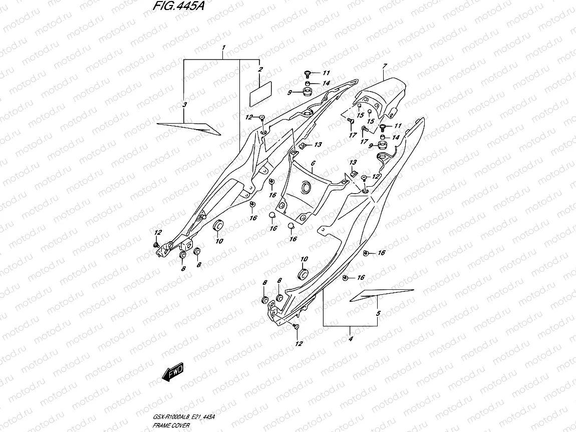 445A - FRAME COVER (GSX-R1000AL8 E21) (FOR YKV,YWW)