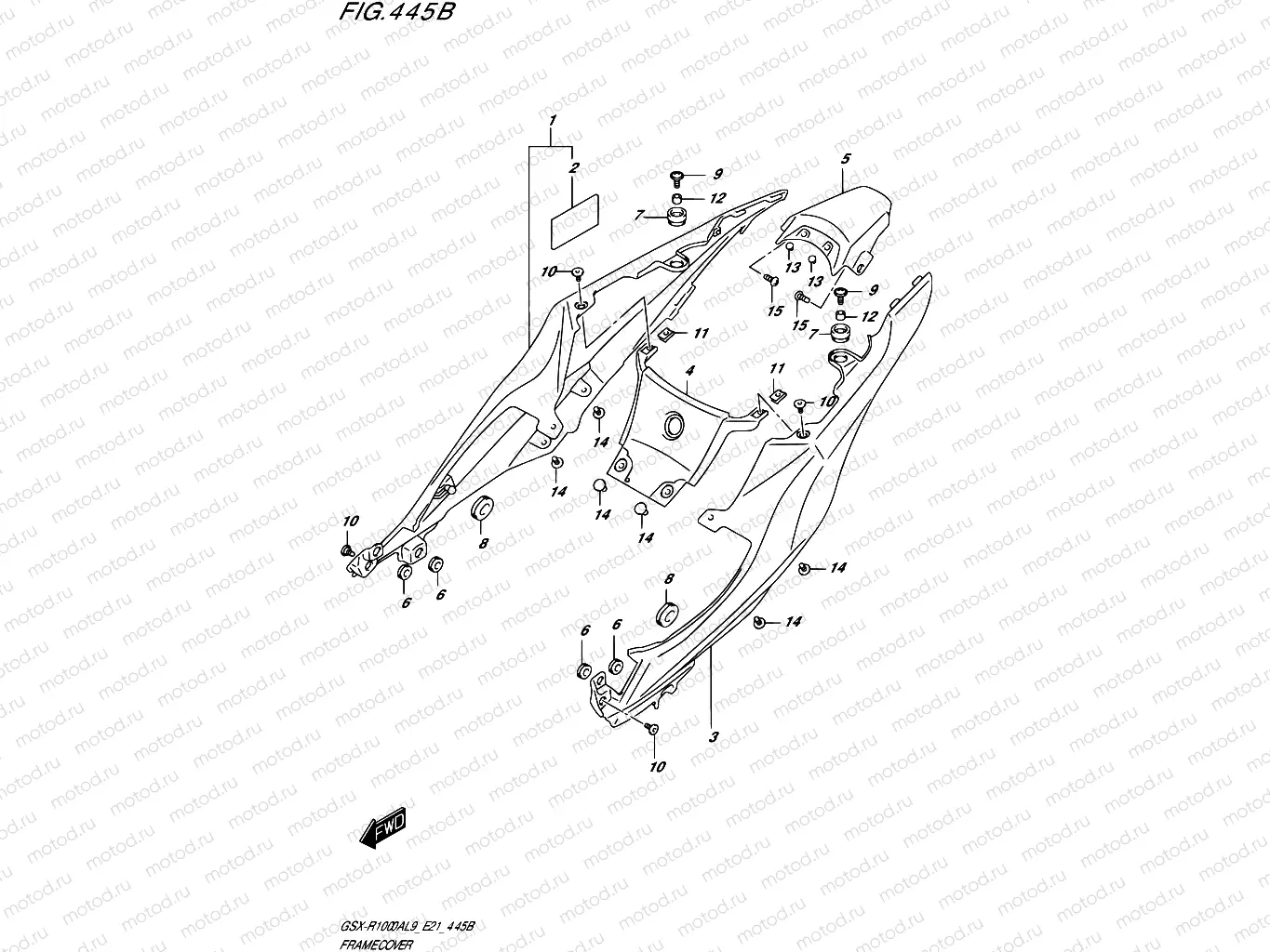 445B - FRAME COVER (GSX-R1000A)(SEE NOTE 1)