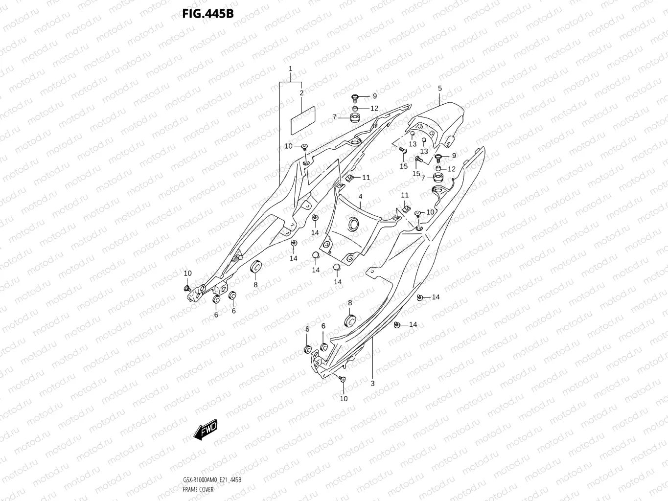445B - FRAME COVER (GSX-R1000A)(SEE NOTE 1)