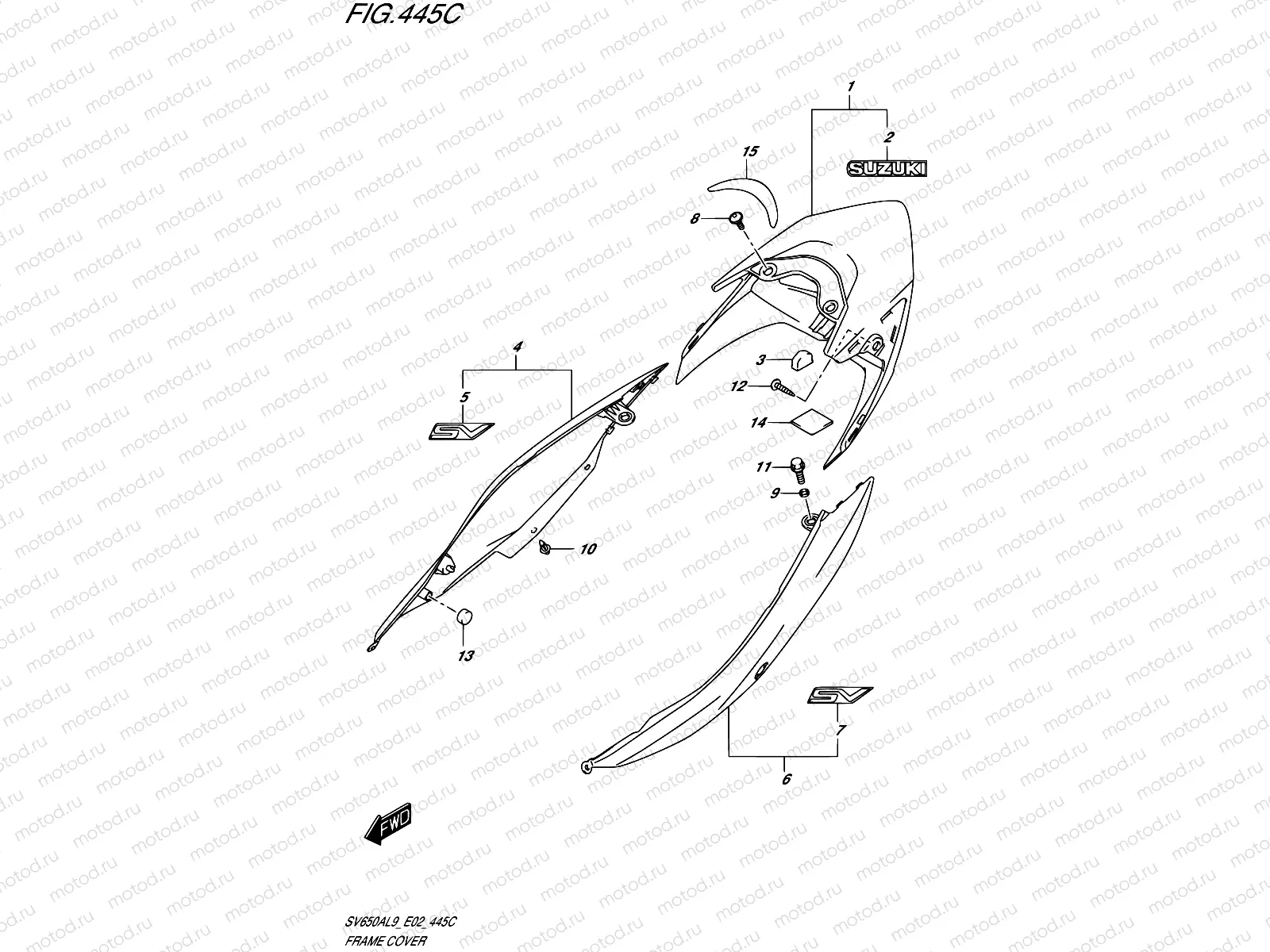 445C - FRAME COVER (SV650AL9 E19) (FOR YVB,QEB)