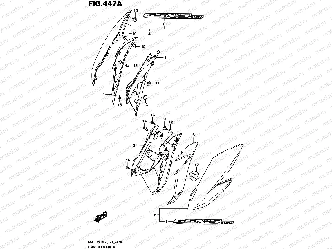 447A - FRAME BODY COVER (FOR YVZ,KEL)