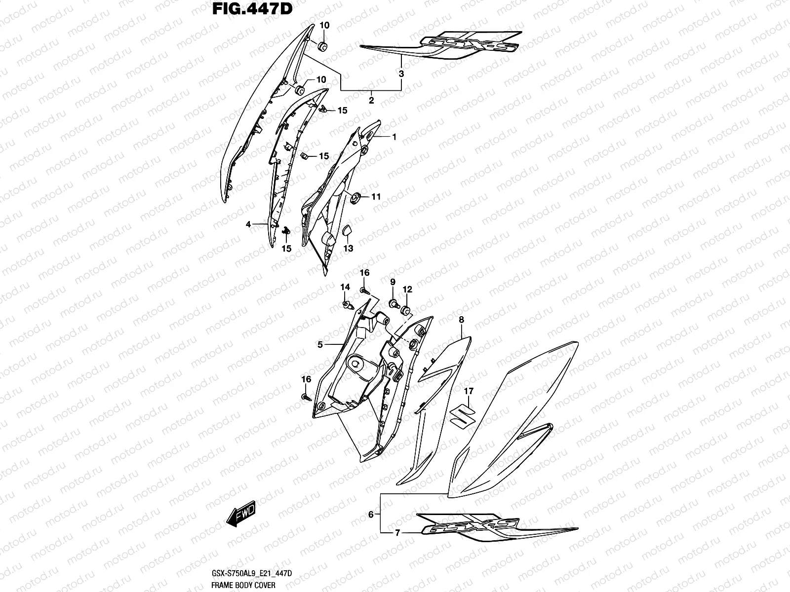 447D - FRAME BODY COVER (GSX-S750UQYL9 E21)