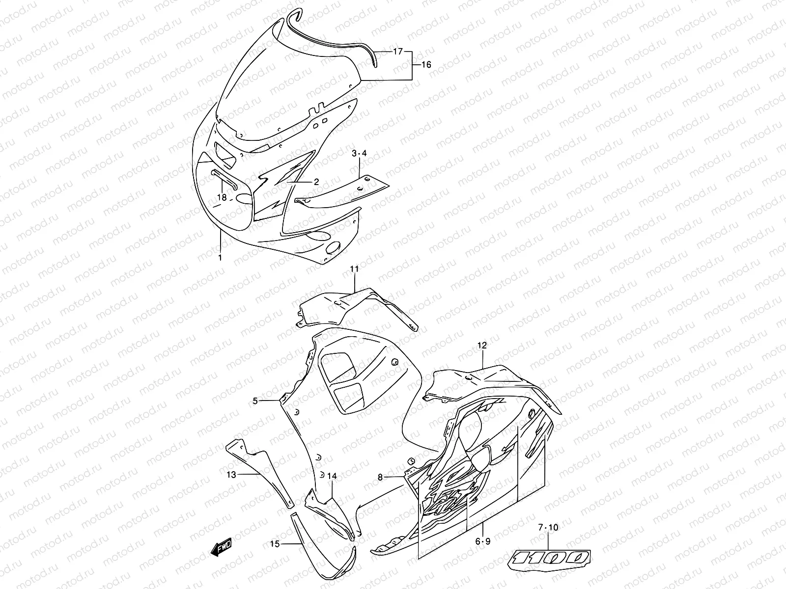 44A - COWLING BODY (MODEL R M18)