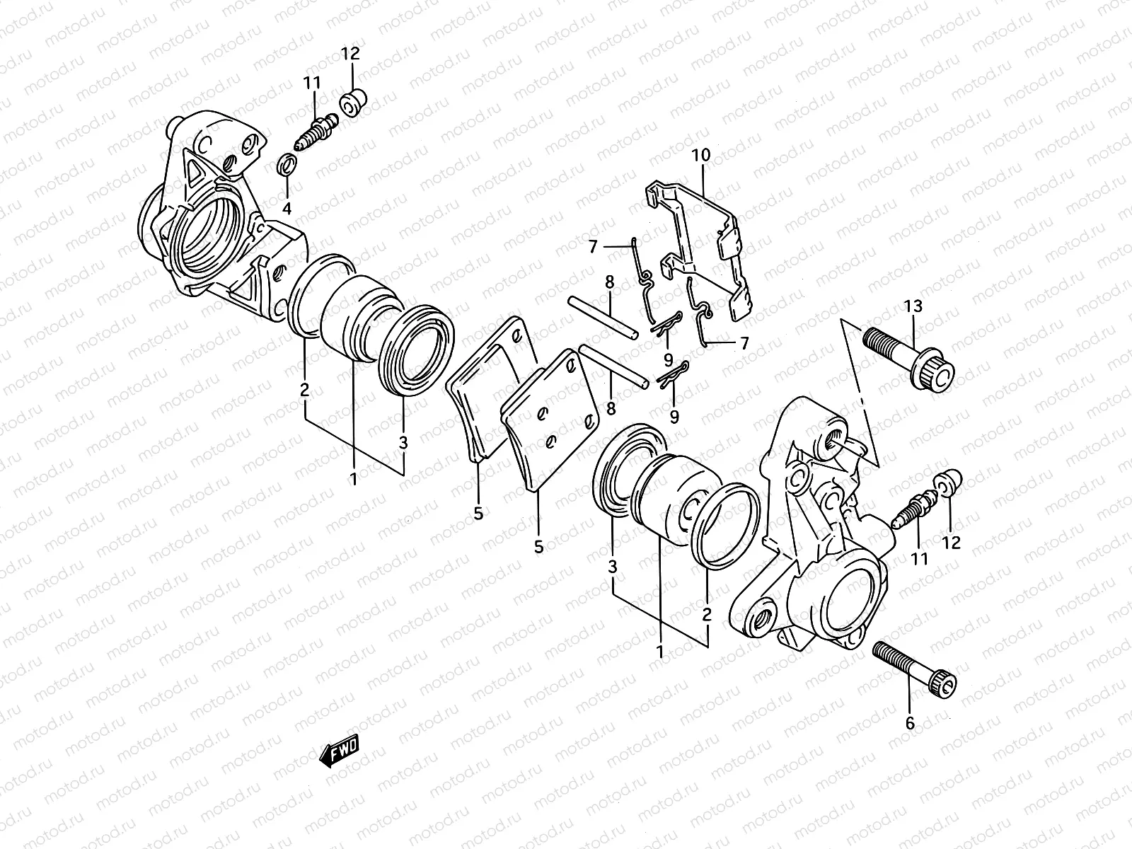 44A - FRONT CALIPERS (MODEL K/L/M/N)