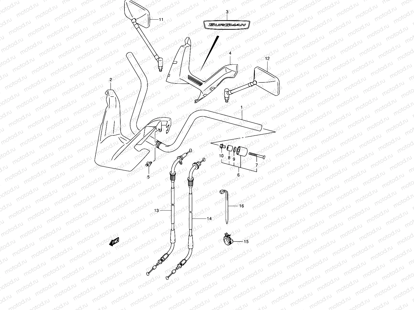 44A - HANDLEBAR (MODEL K4,AN400K5/K6)