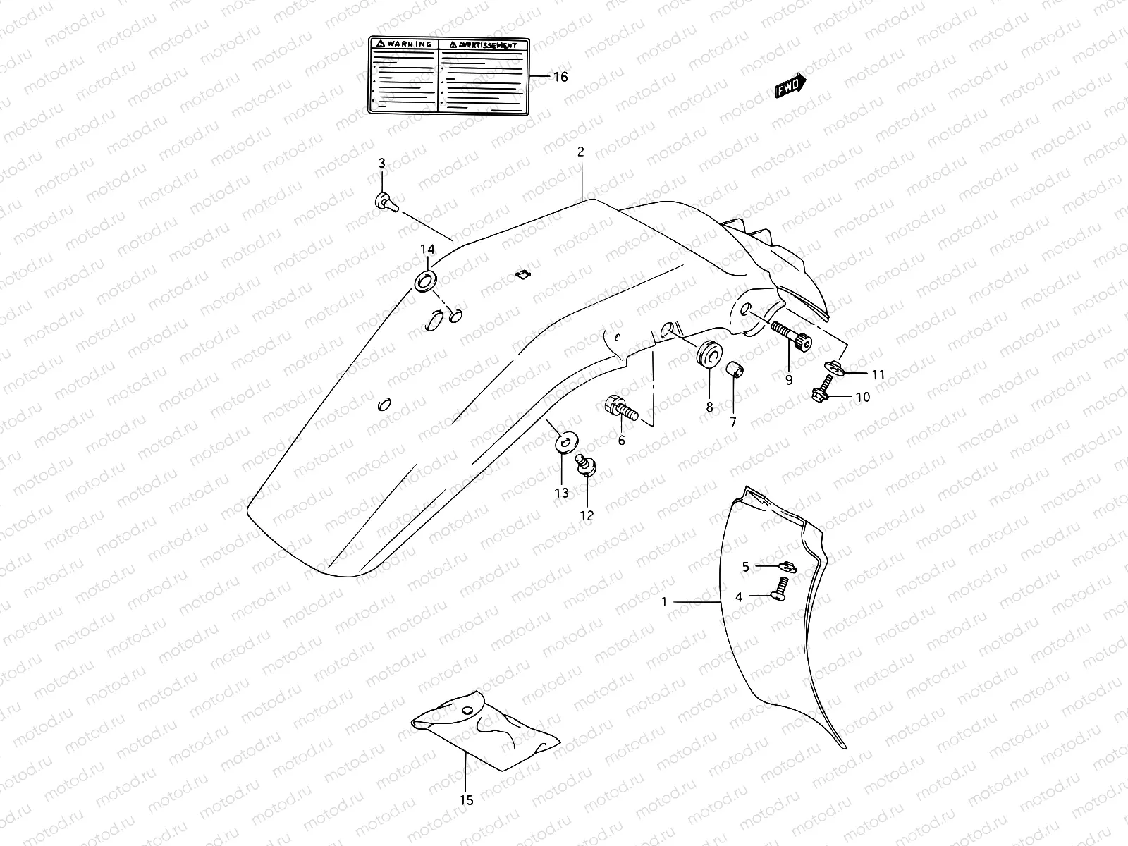 44A - REAR FENDER - LABEL (MODEL R)