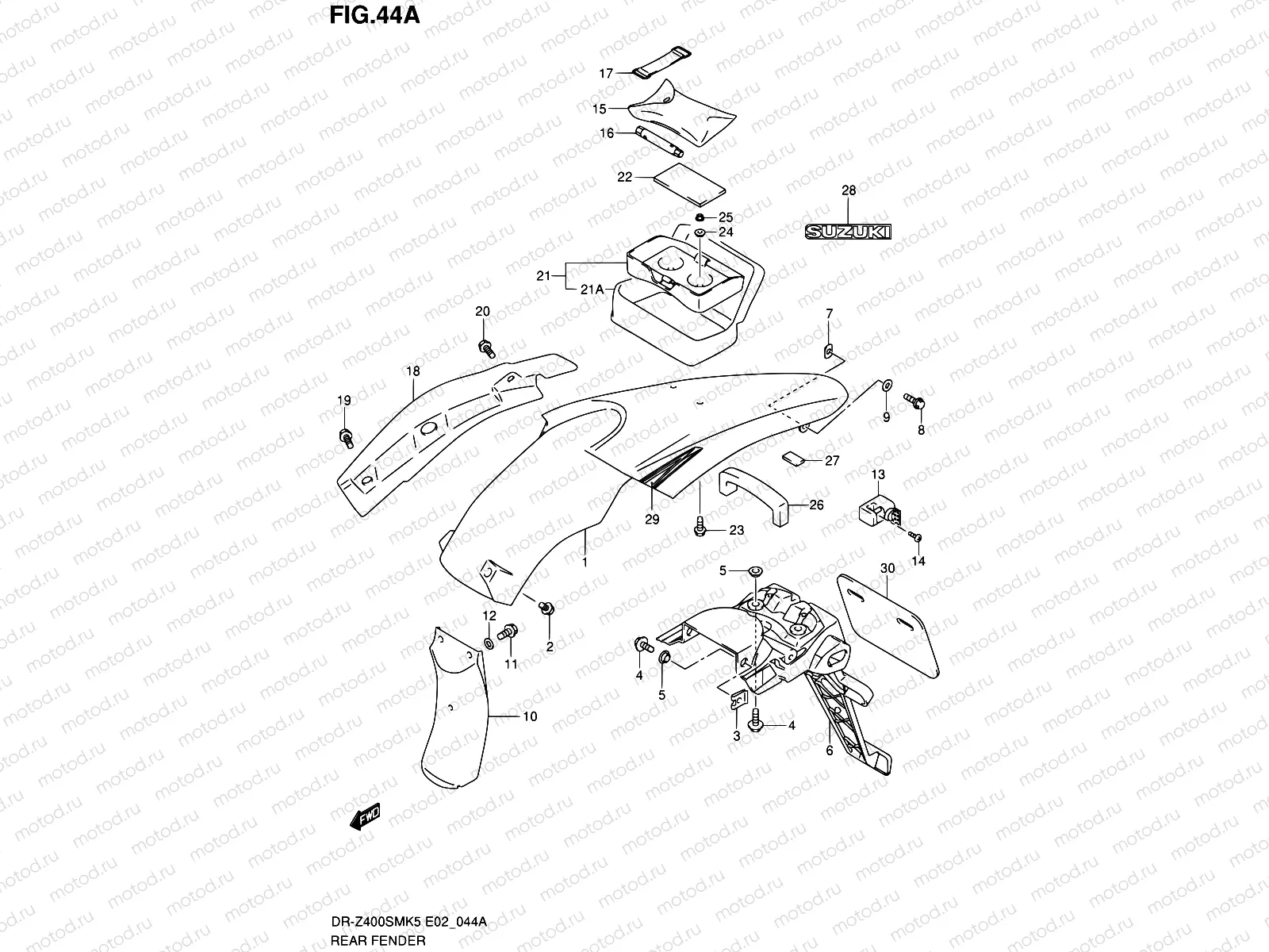 44A - REAR FENDER (MODEL K7/K8/K9)