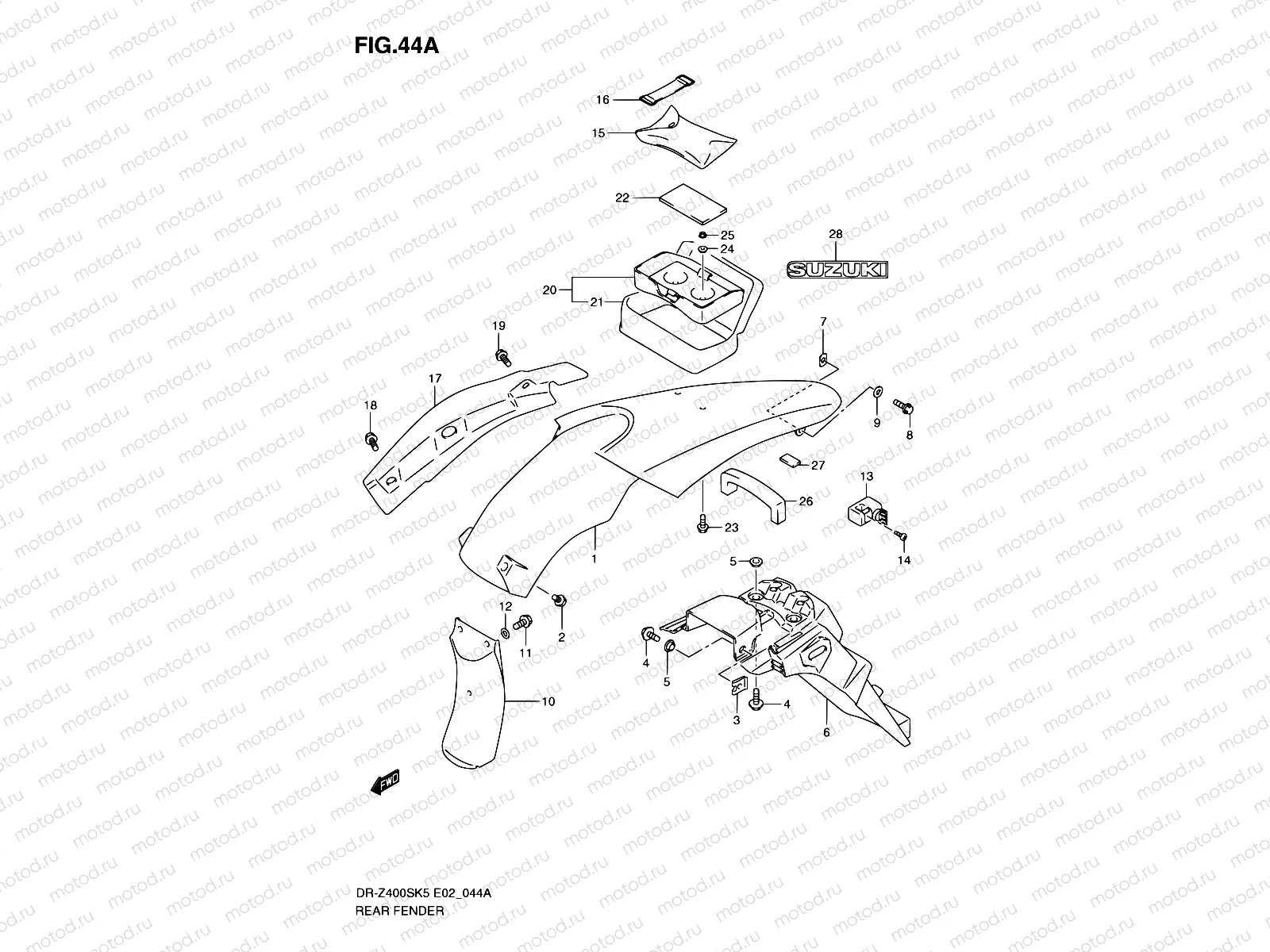 44A - REAR FENDER (MODEL K9)