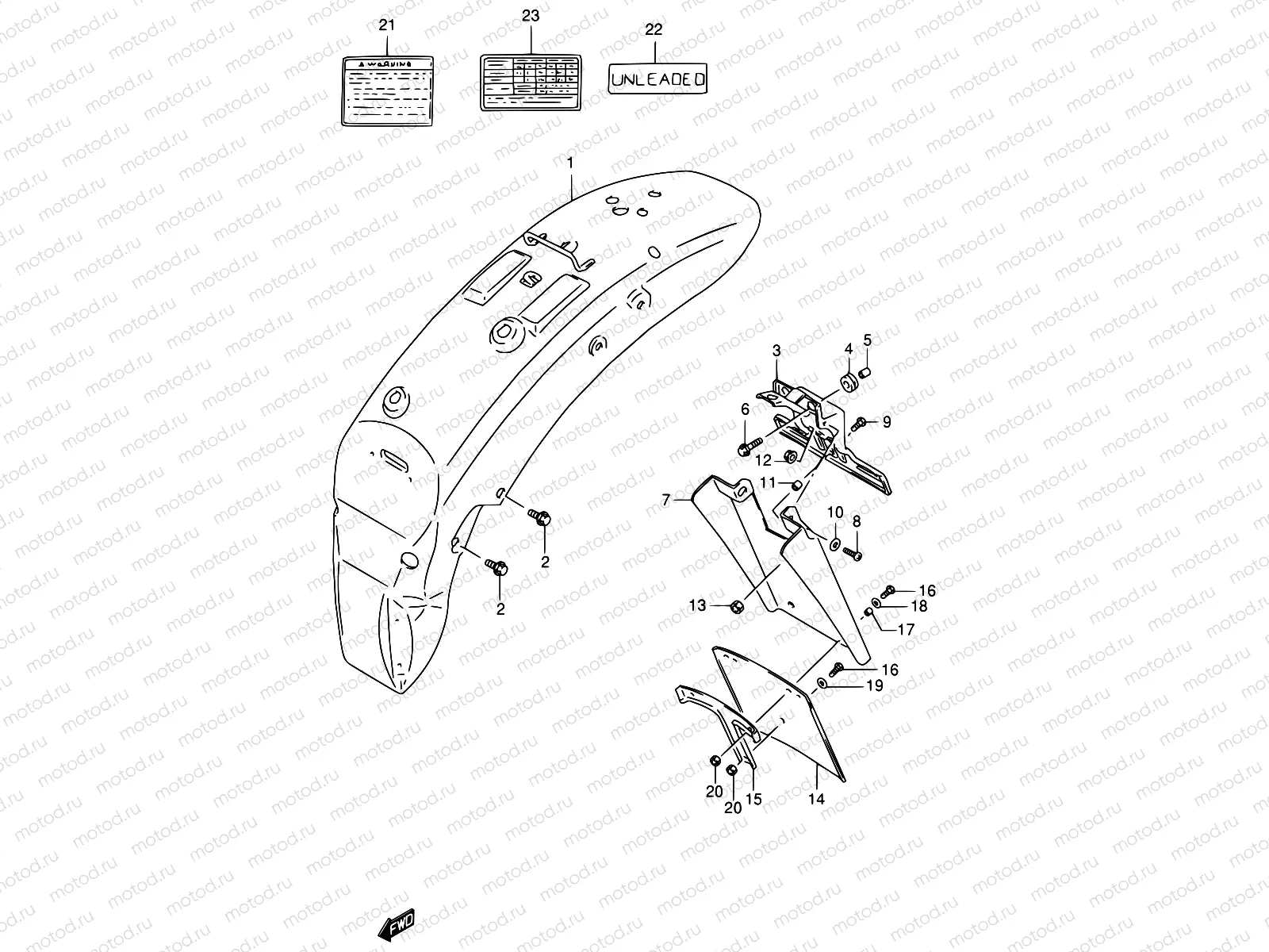 44A - REAR FENDER (MODEL T/V)
