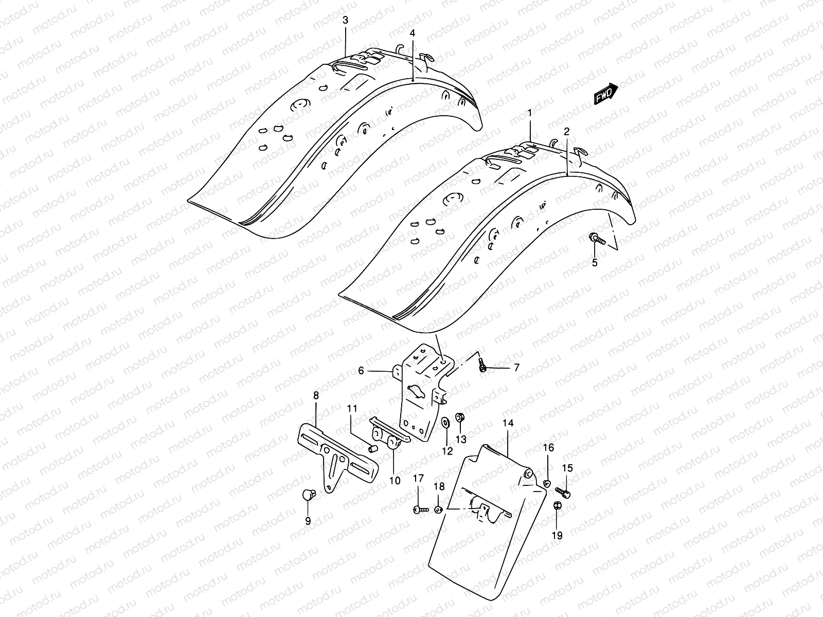 44A - REAR FENDER (MODEL V/W)