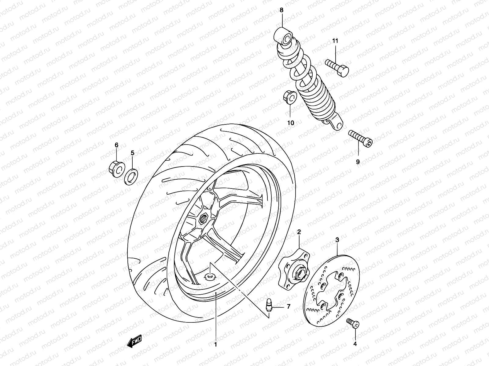 44A - REAR WHEEL (MODEL AY50WK4)
