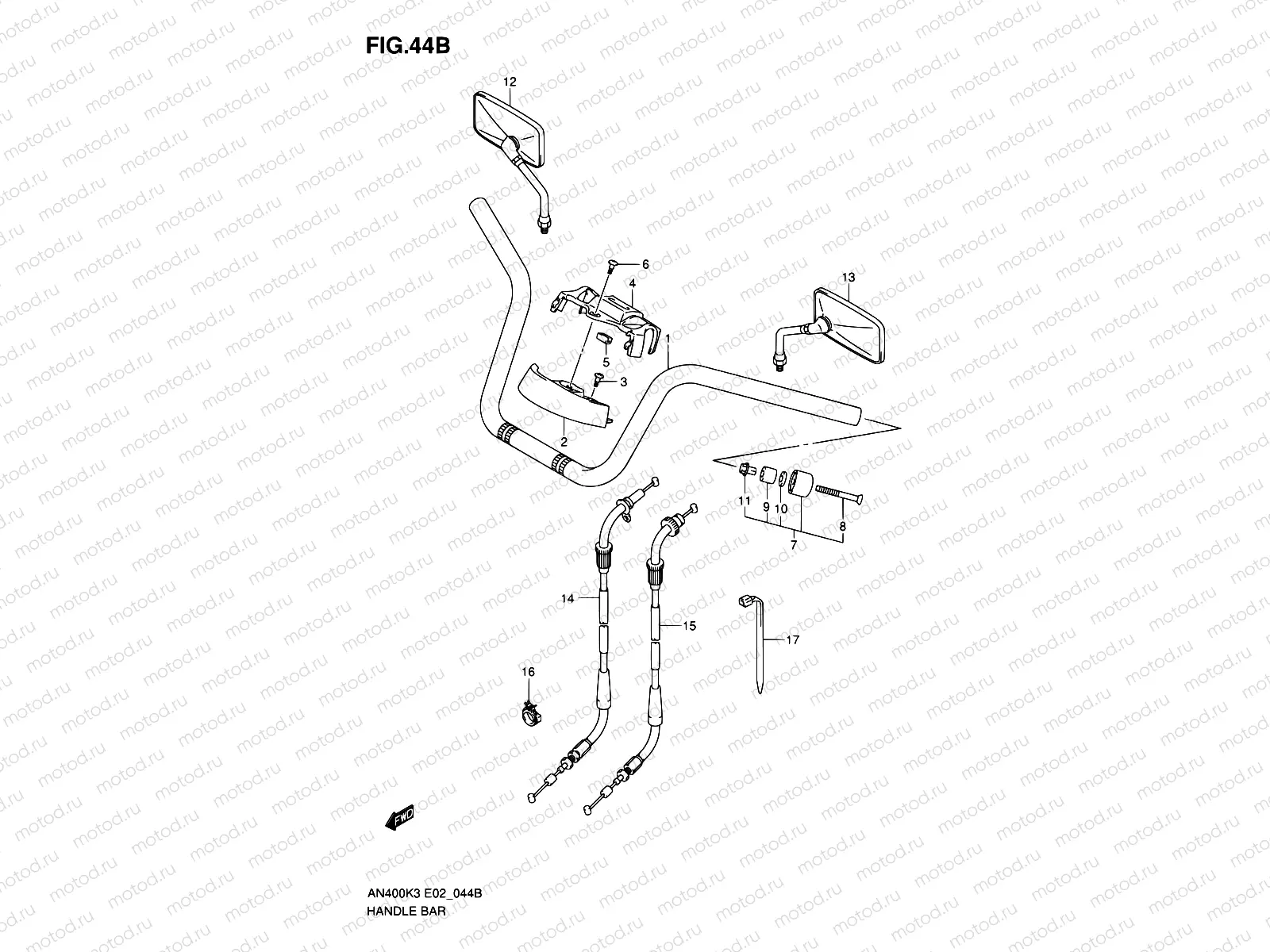 44B - HANDLEBAR (AN400SK5/SK6)