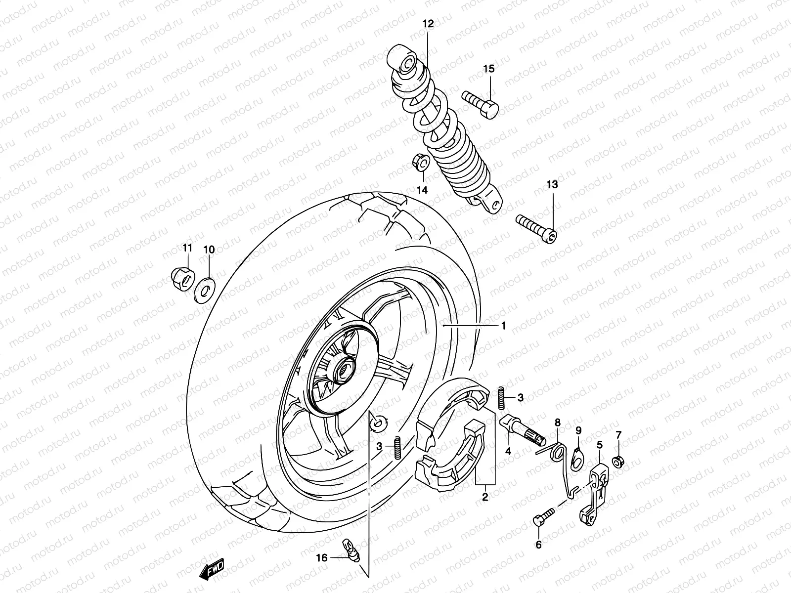 44B - REAR WHEEL (MODEL AY50)