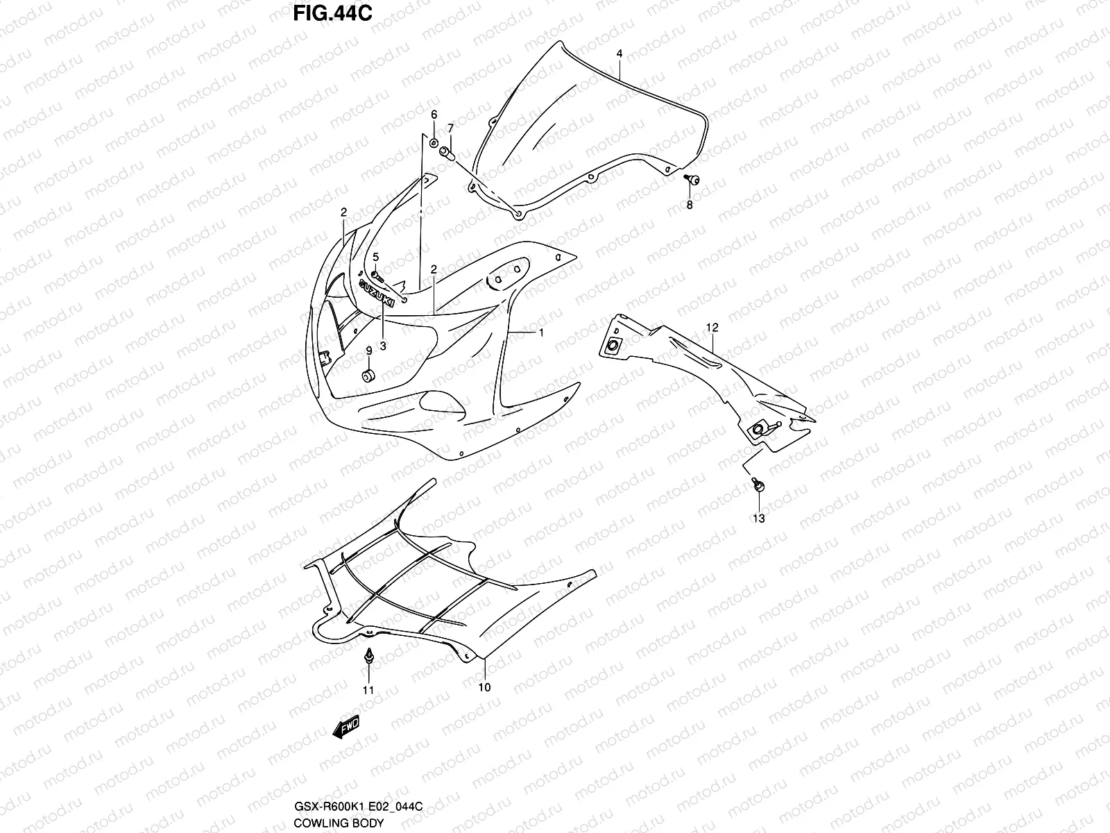 44C - COWLING BODY (GSX-R600K3)