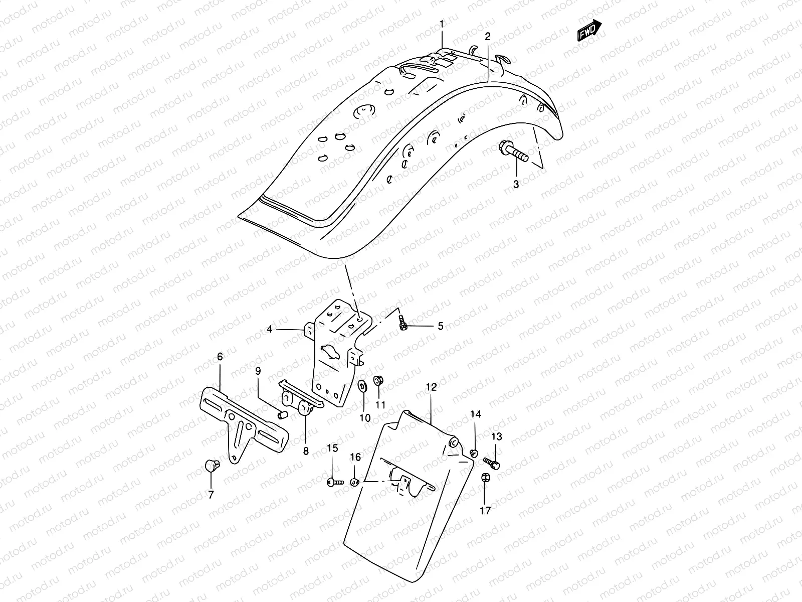 44C - REAR FENDER (MODEL Y/K1/K2)