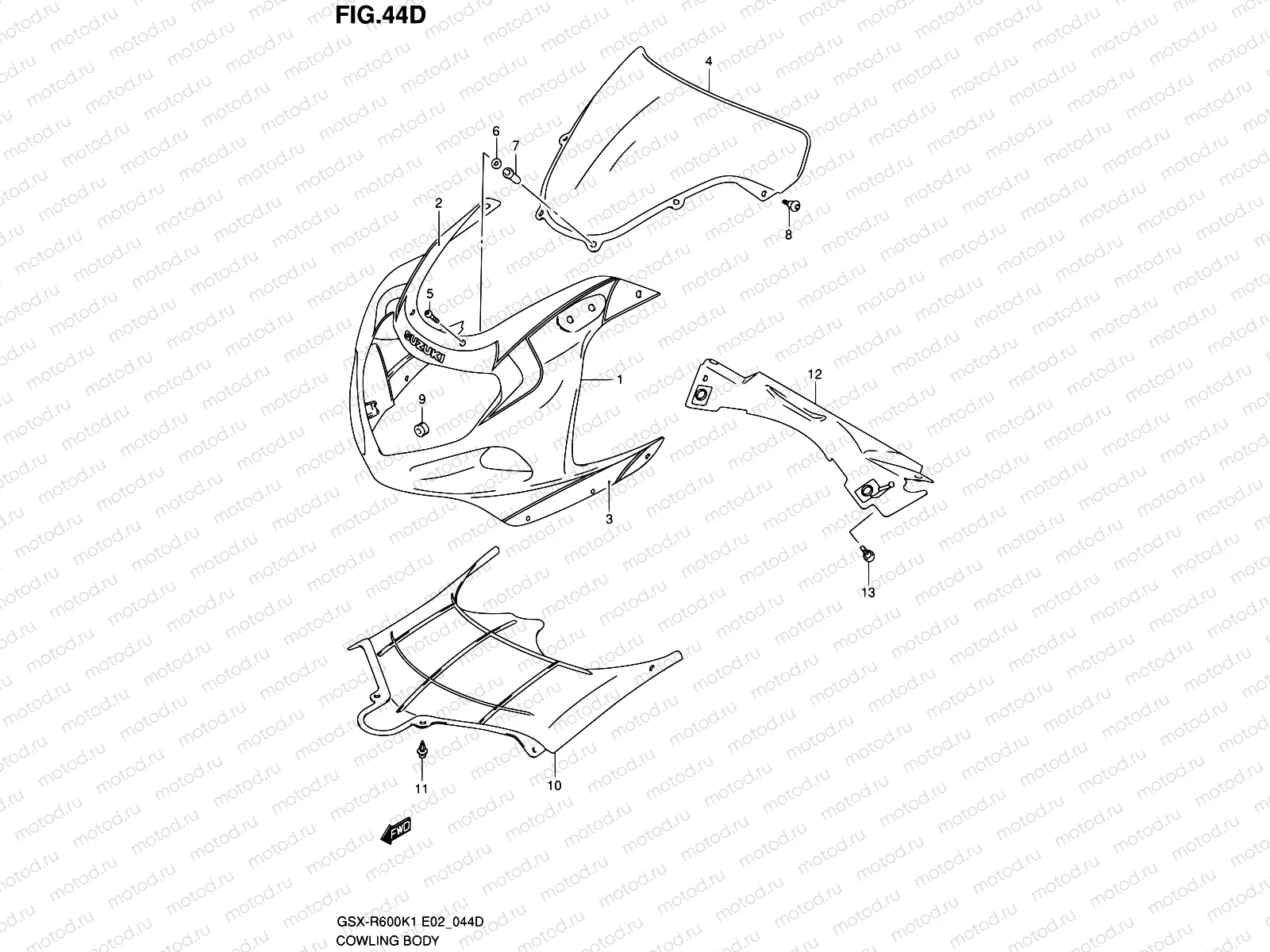 44D - COWLING BODY (GSX-R600ZK3)