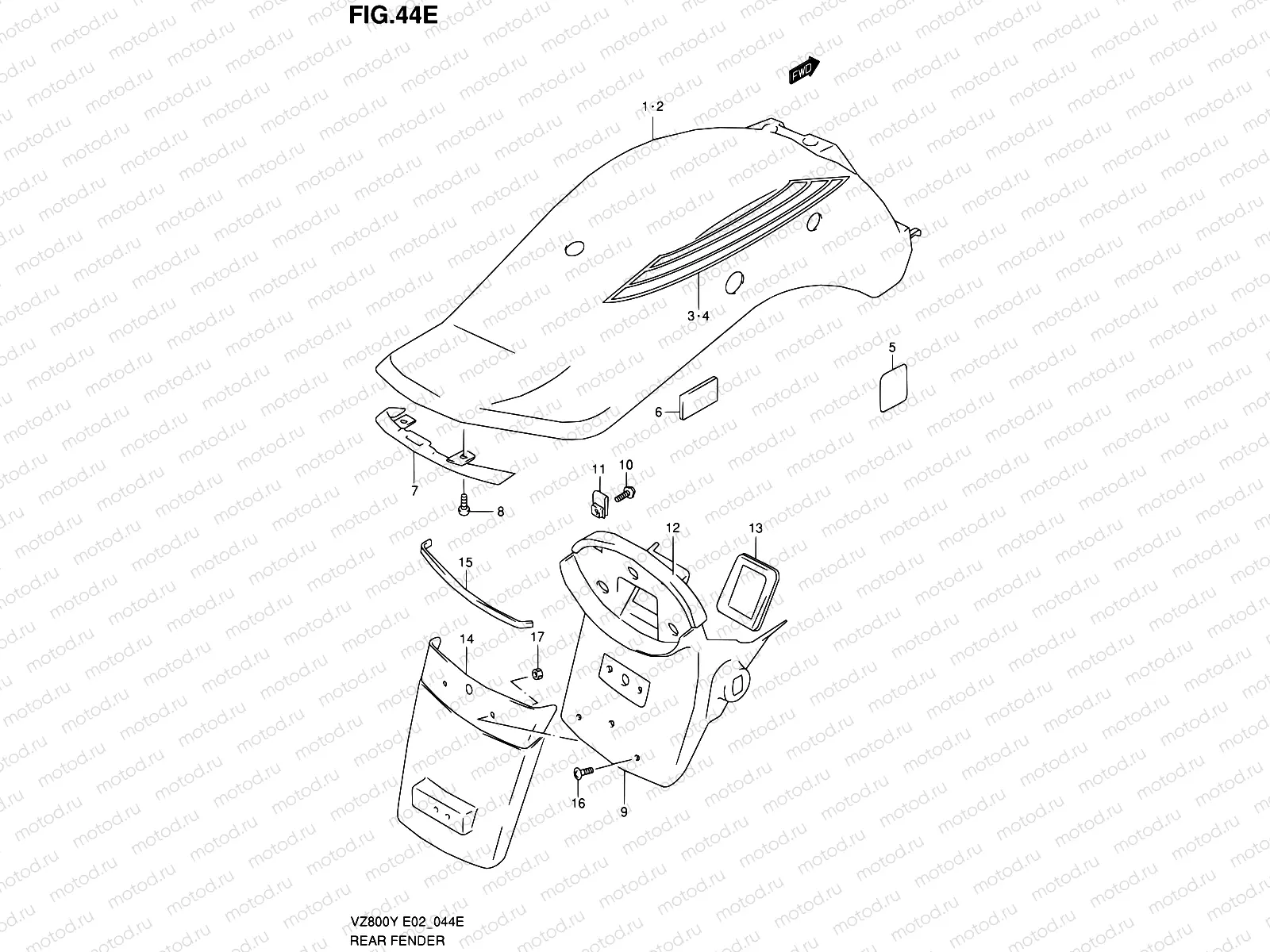 44E - REAR FENDER (MODEL K2/K3)