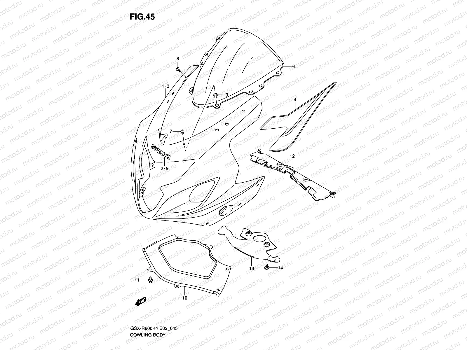 45 - COWLING BODY (GSX-R600K4/K5)
