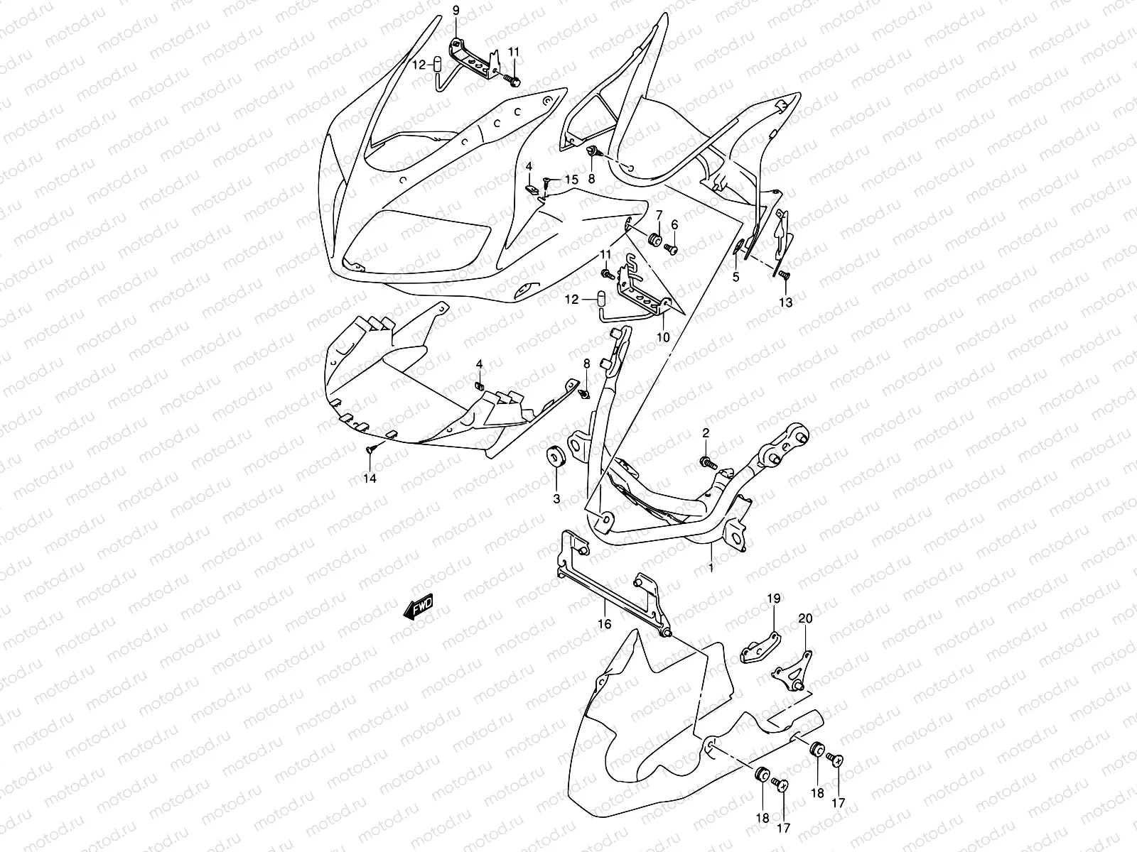 45 - COWLING INSTALLATION PARTS (SV1000S/S1/S2)