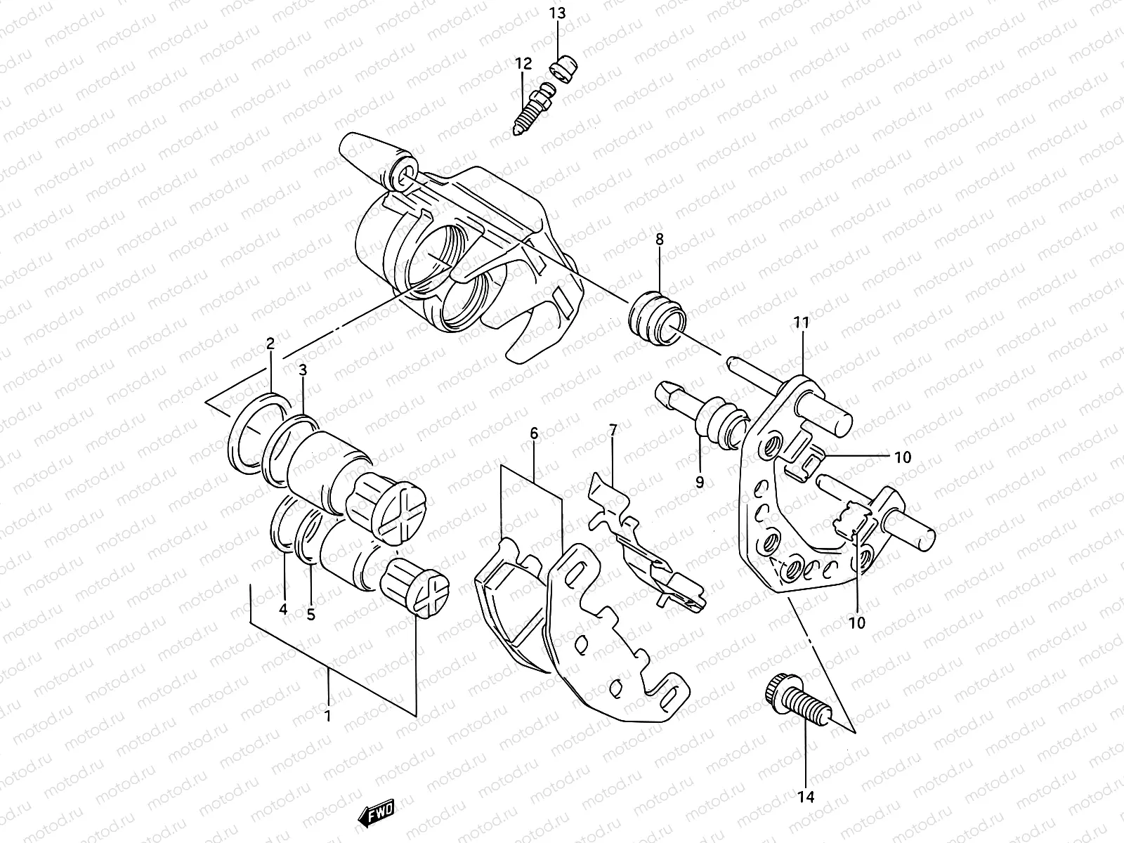 45 - FRONT CALIPER (MODEL K/L/M/N/P/R/S)
