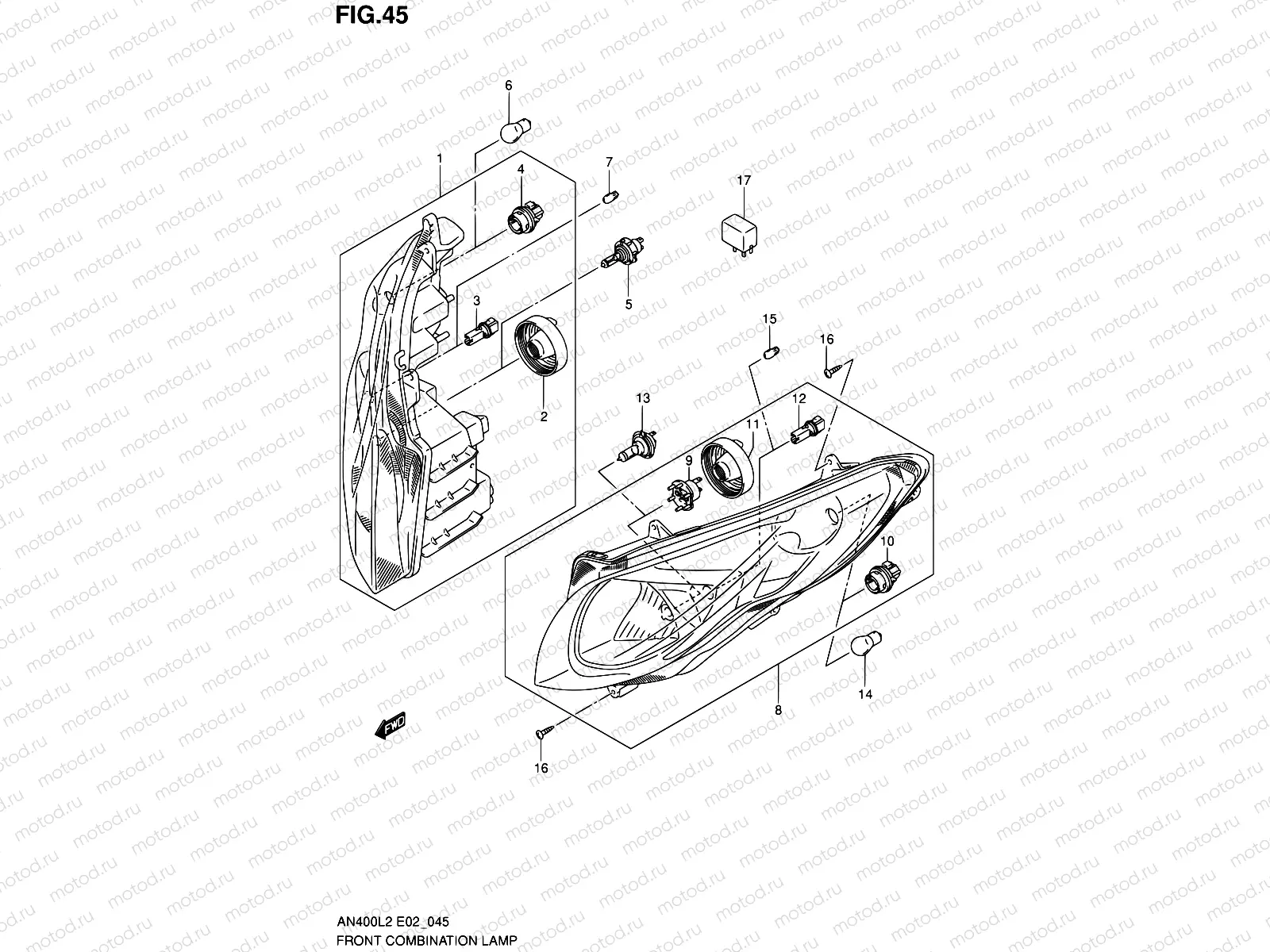 45 - FRONT COMBINATION LAMP (AN400L2 E02)