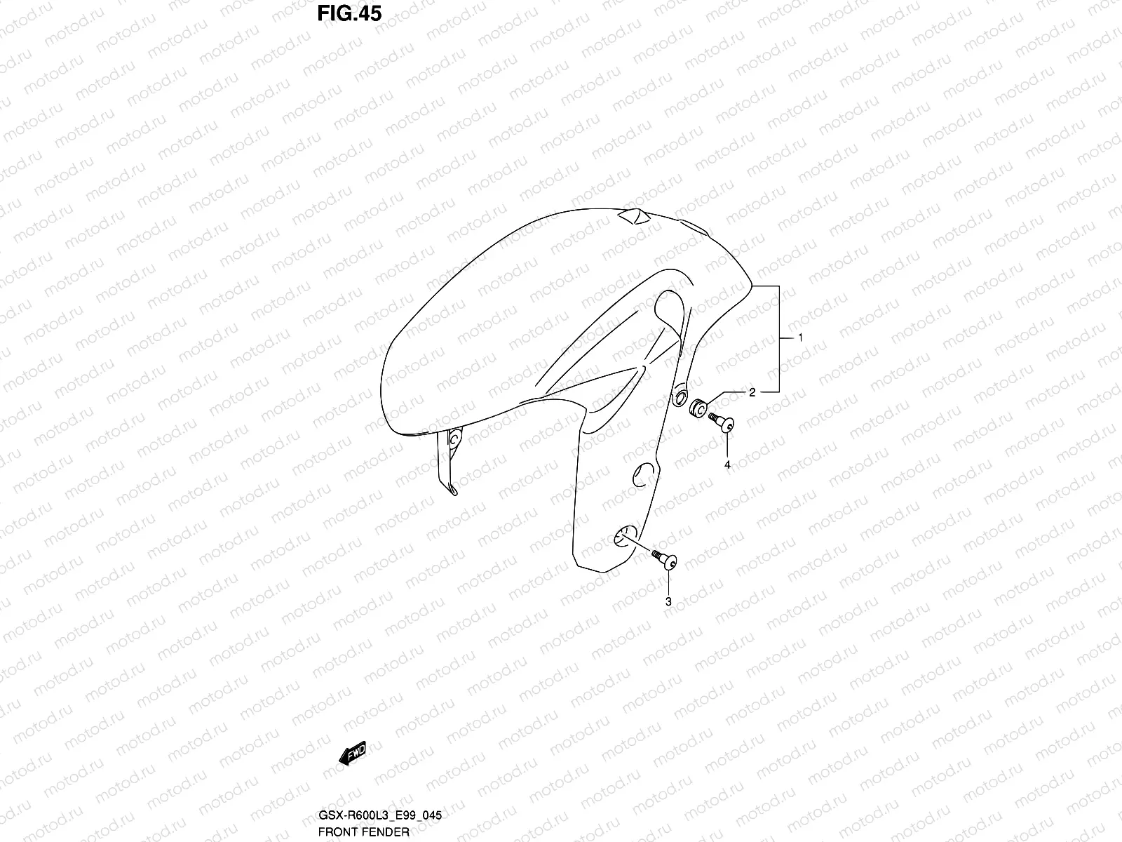 45 - FRONT FENDER (WITHOUT REFLECTOR)