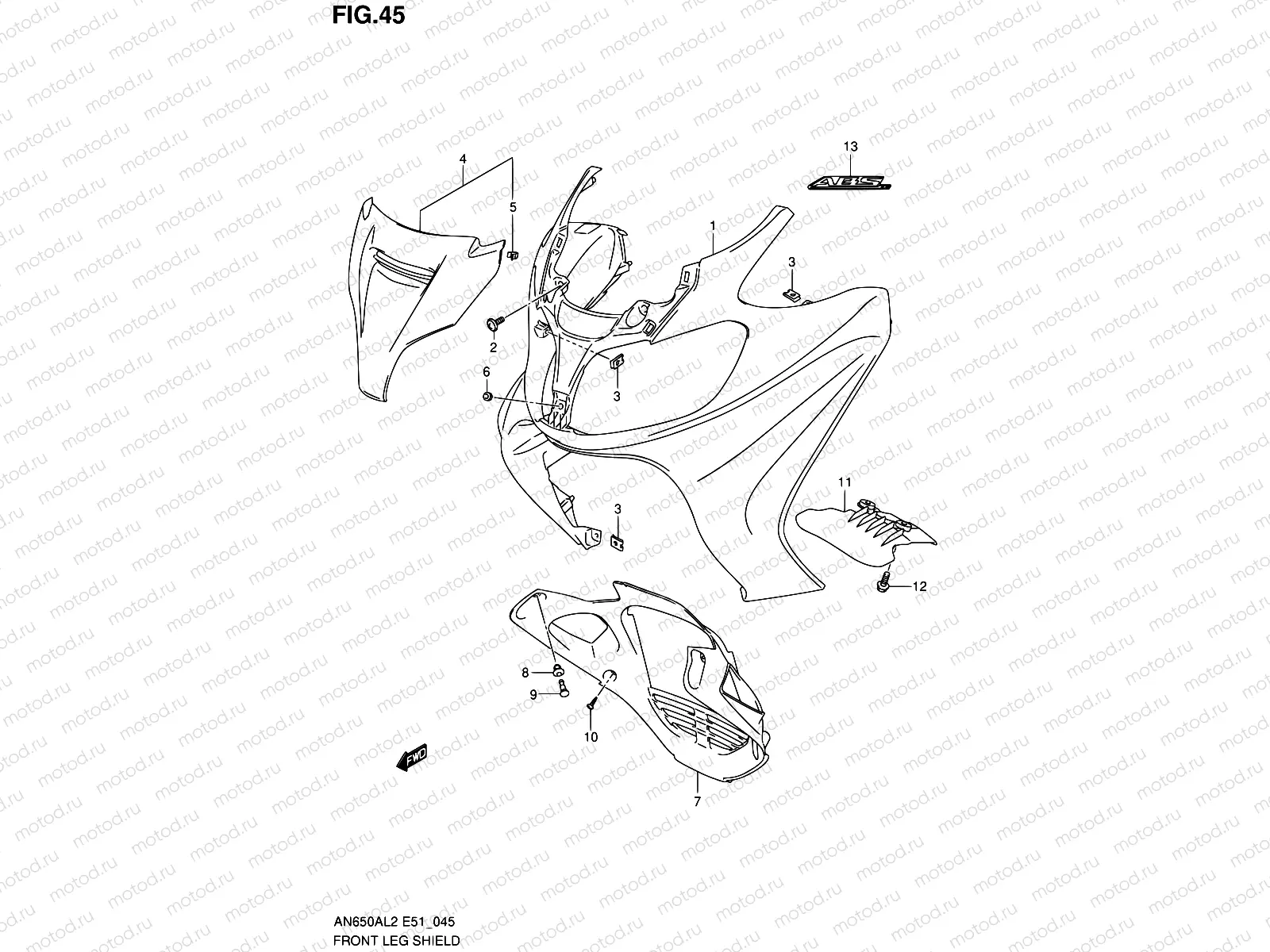 45 - FRONT LEG SHIELD