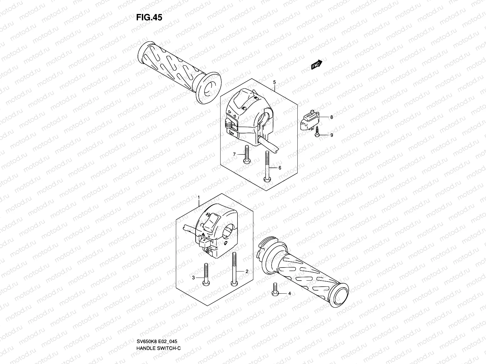 45 - HANDLE SWITCH (SV650K8/K9/AK8/AK9/UK8/UK9/UAK8/UAK9)
