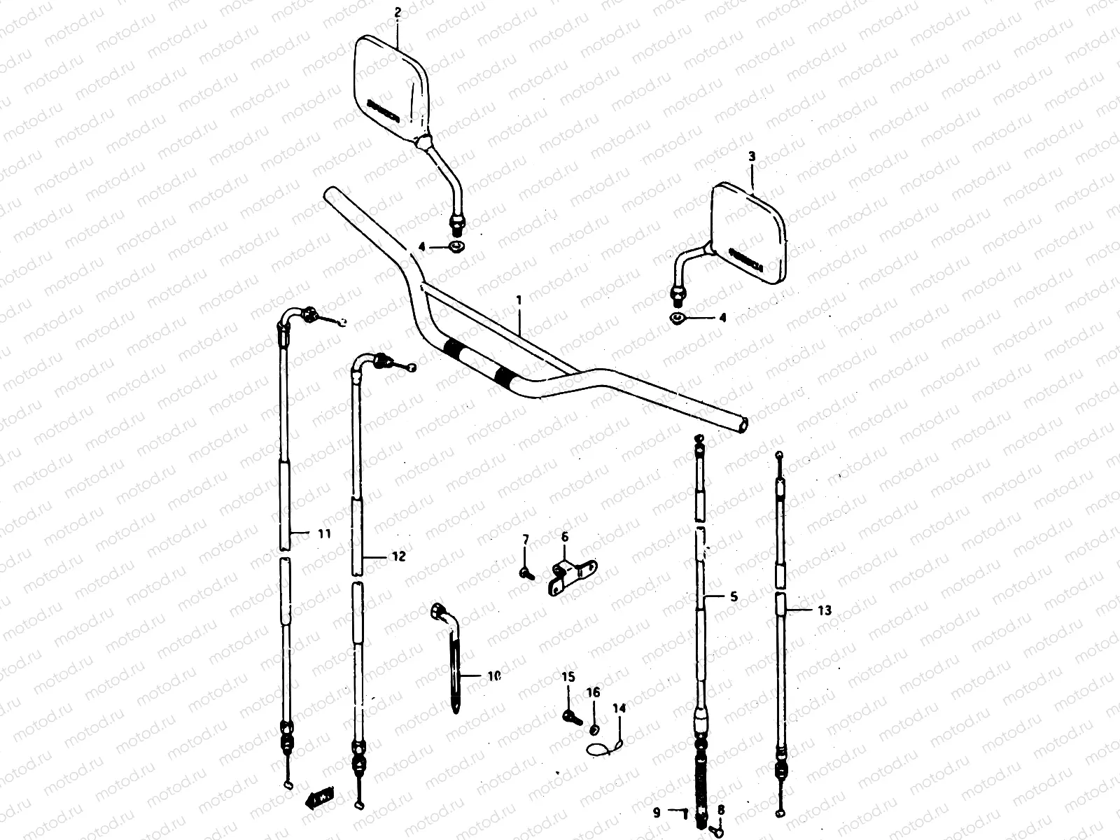 45 - HANDLEBAR - CABLE (MODEL G/H)