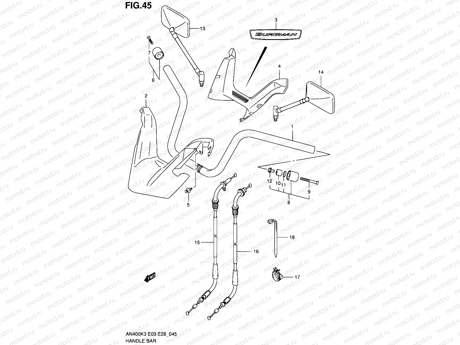 45 - HANDLEBAR (MODEL K3)