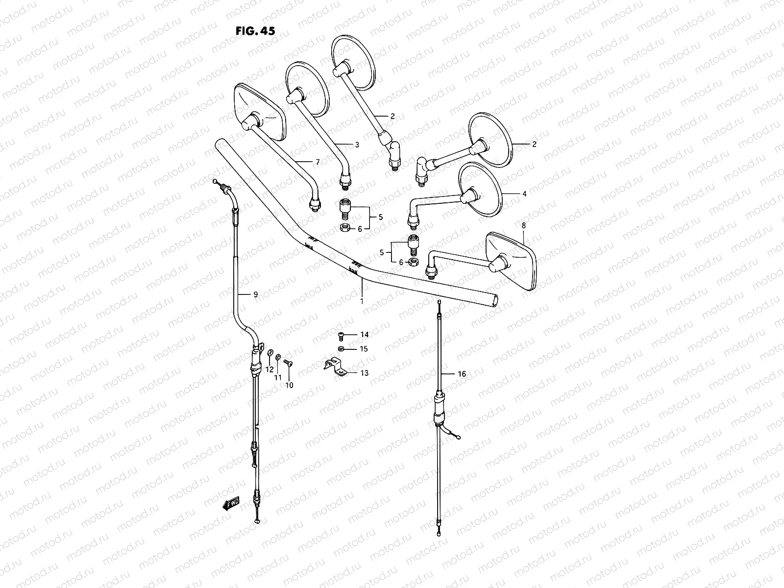 45 - HANDLEBAR (VS1400GLFH/GLFJ/GLFL/GLFM/GLFN/GLFP)