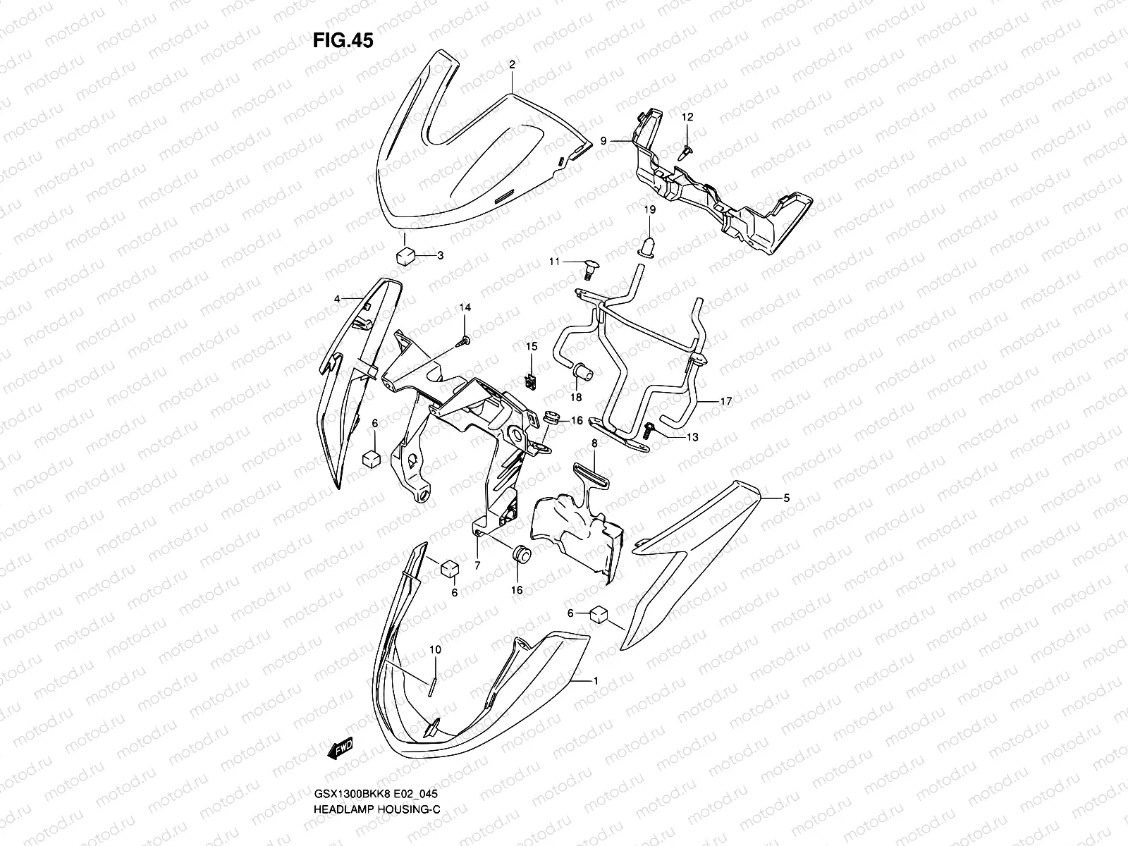 45 - HEADLAMP HOUSING (MODEL K8/K9)