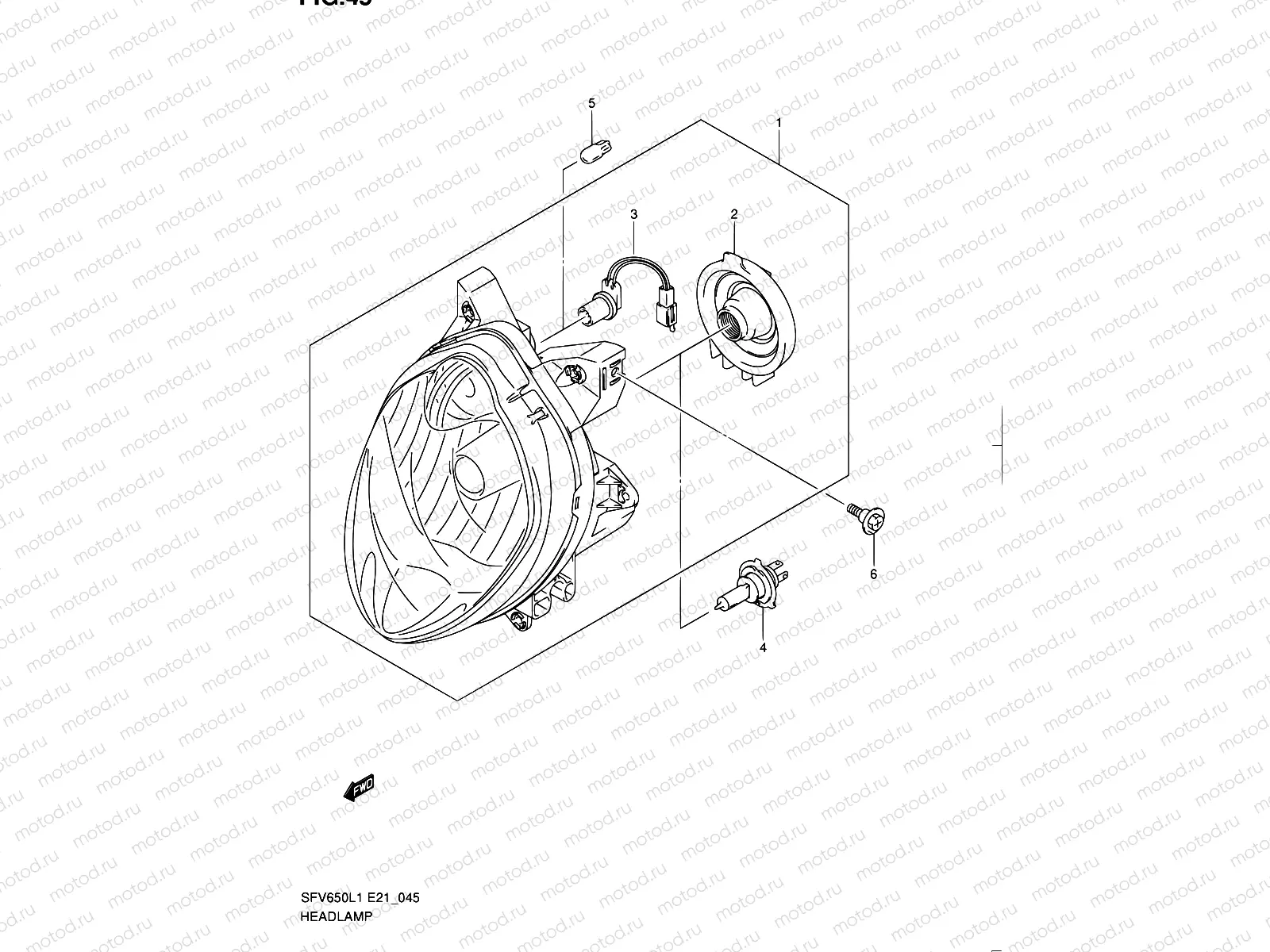 45 - HEADLAMP (SFV650AL1 E21)